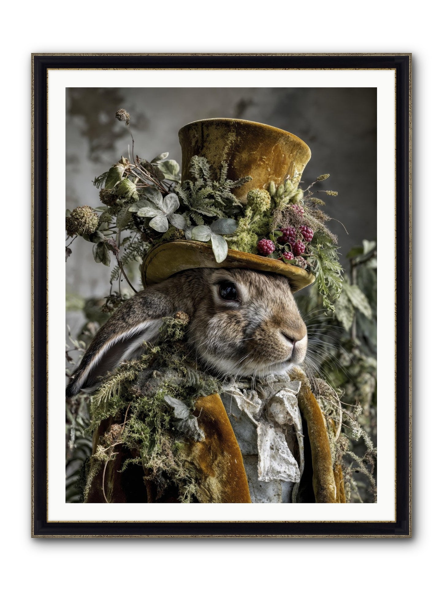 Ambrosia Framed Print - Black & Gold 36x48