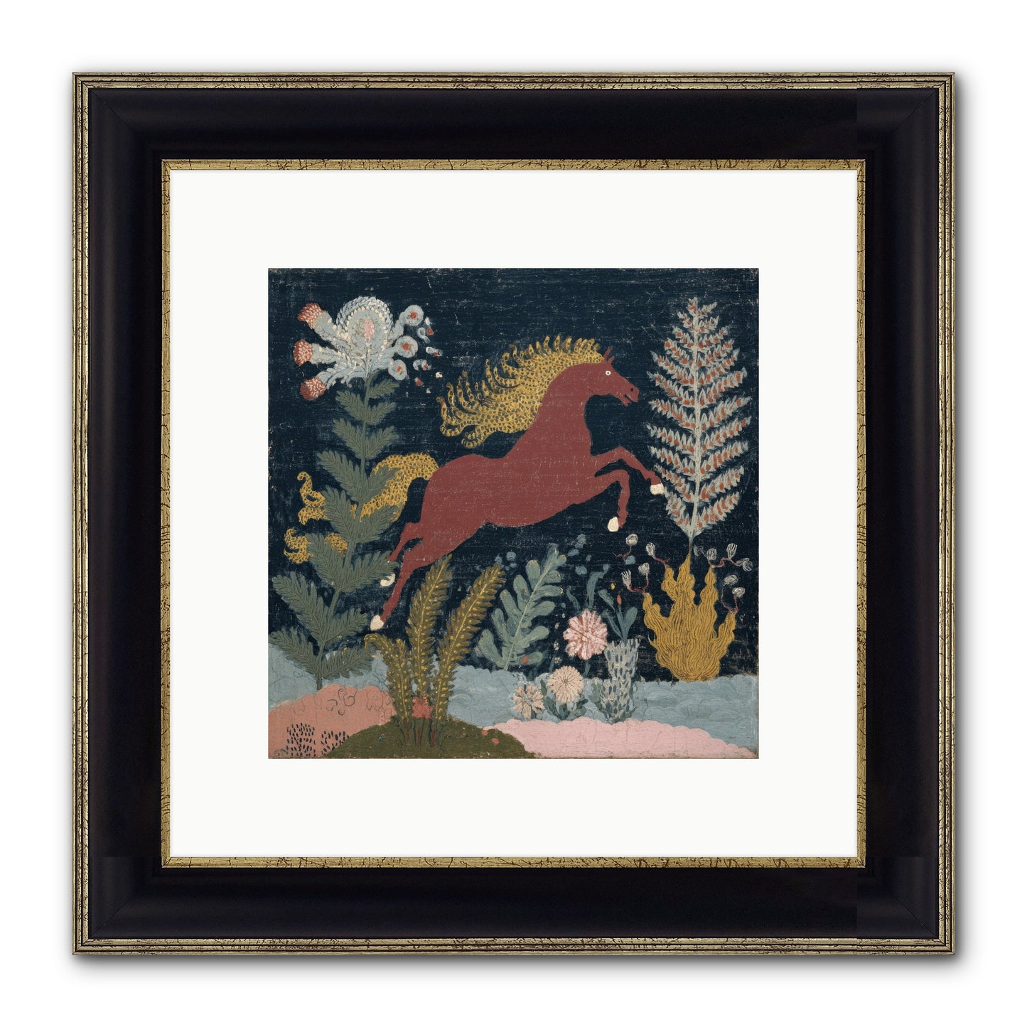 Among Ferns Framed Print - Black & Gold 10x10