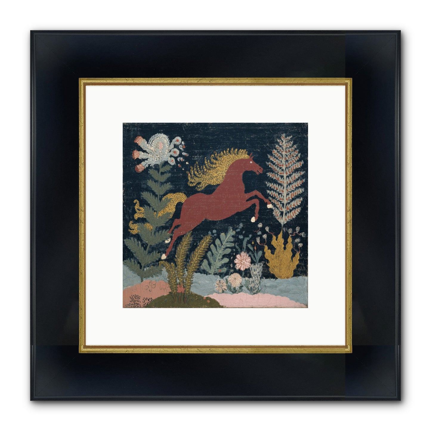 Among Ferns Framed Print - Wide Black w/Gold 10x10
