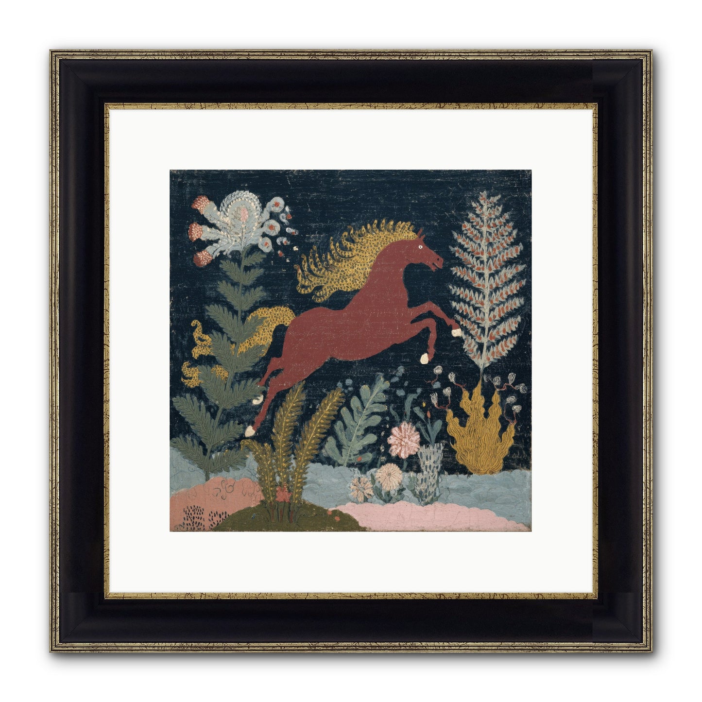Among Ferns Framed Print - Black & Gold 12x12