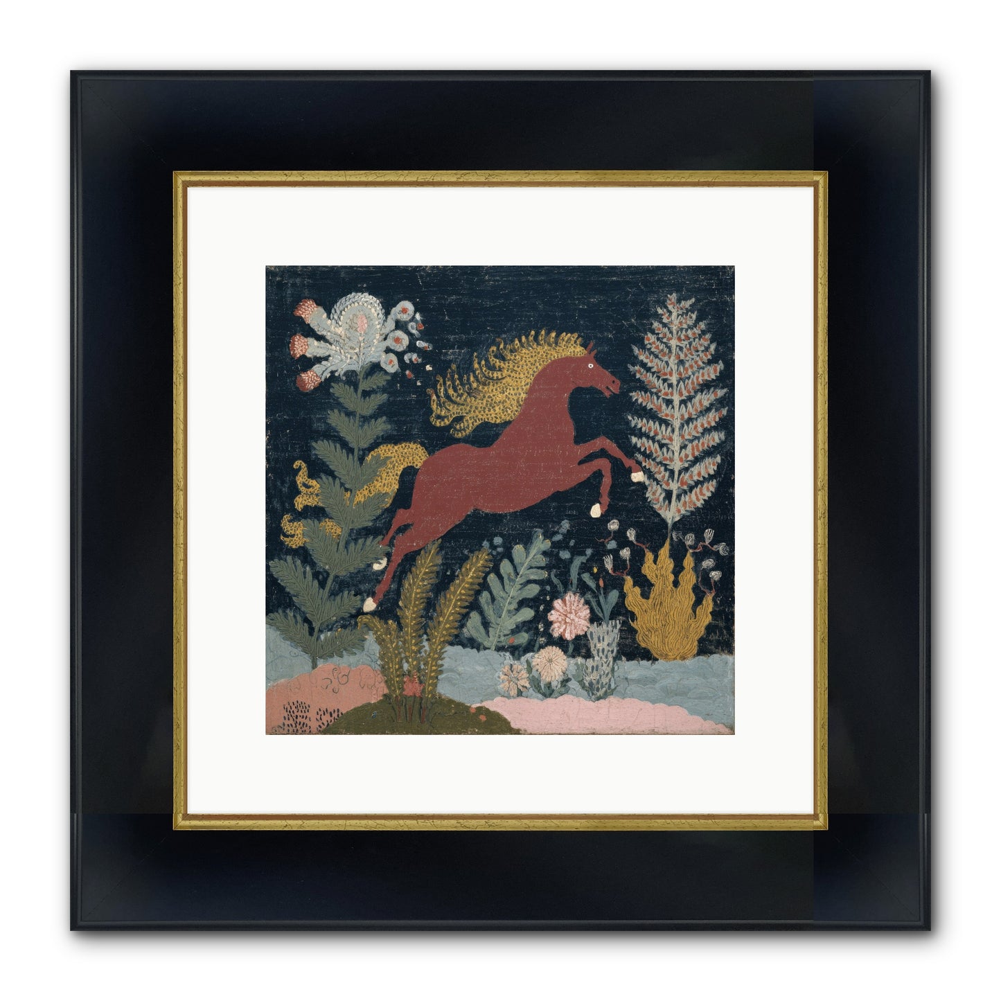 Among Ferns Framed Print - Wide Black w/Gold 12x12