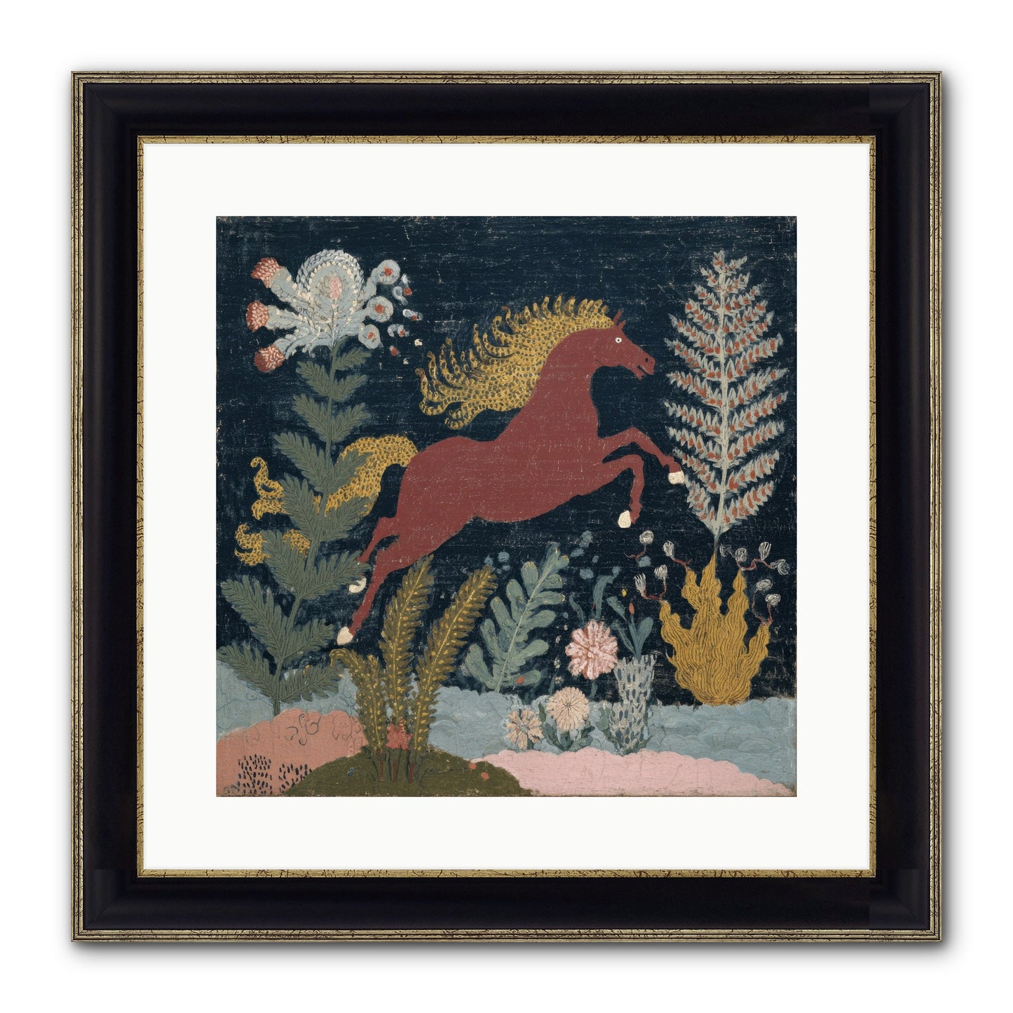 Among Ferns Framed Print - Black & Gold 16x16