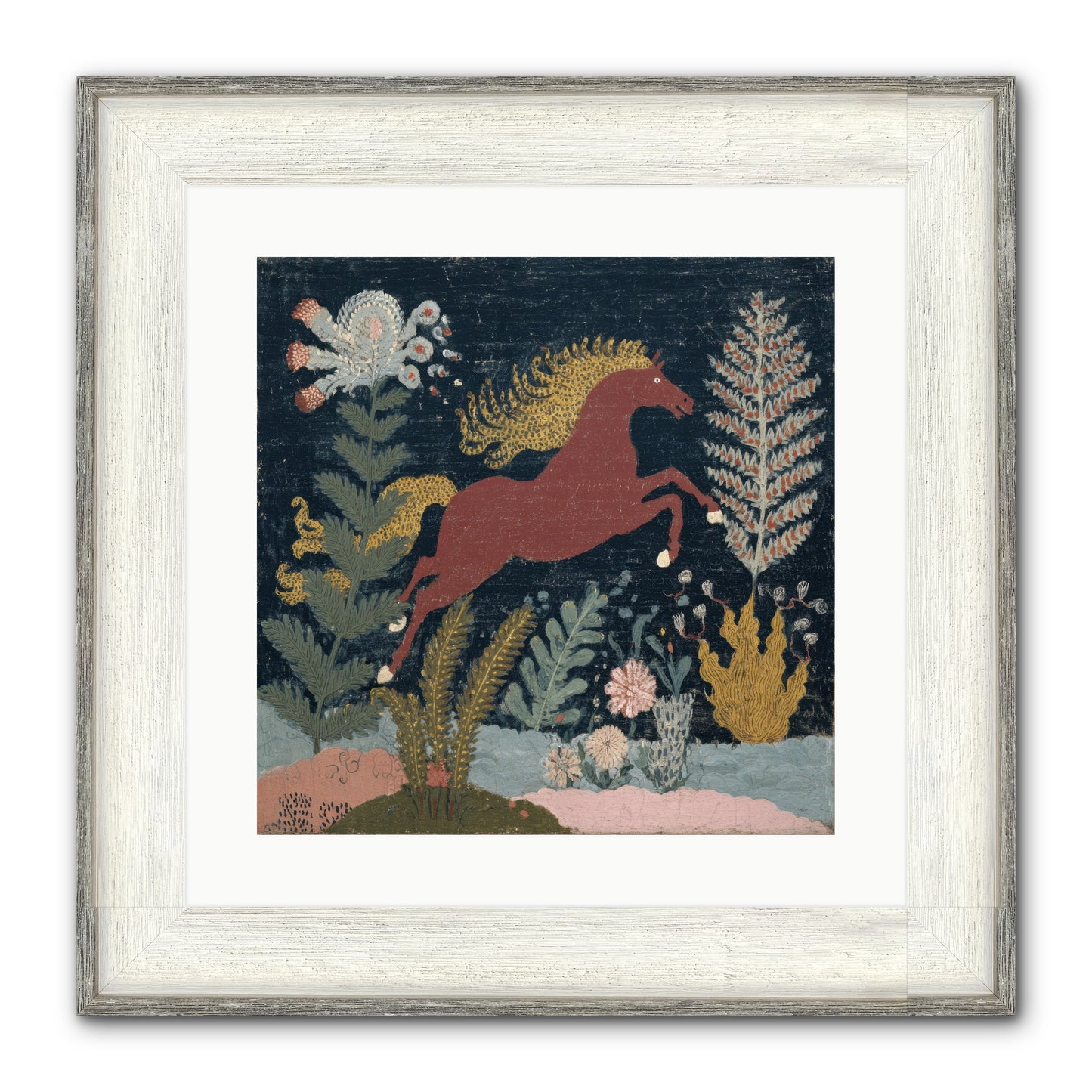 Among Ferns Framed Print - Driftwood White 16x16