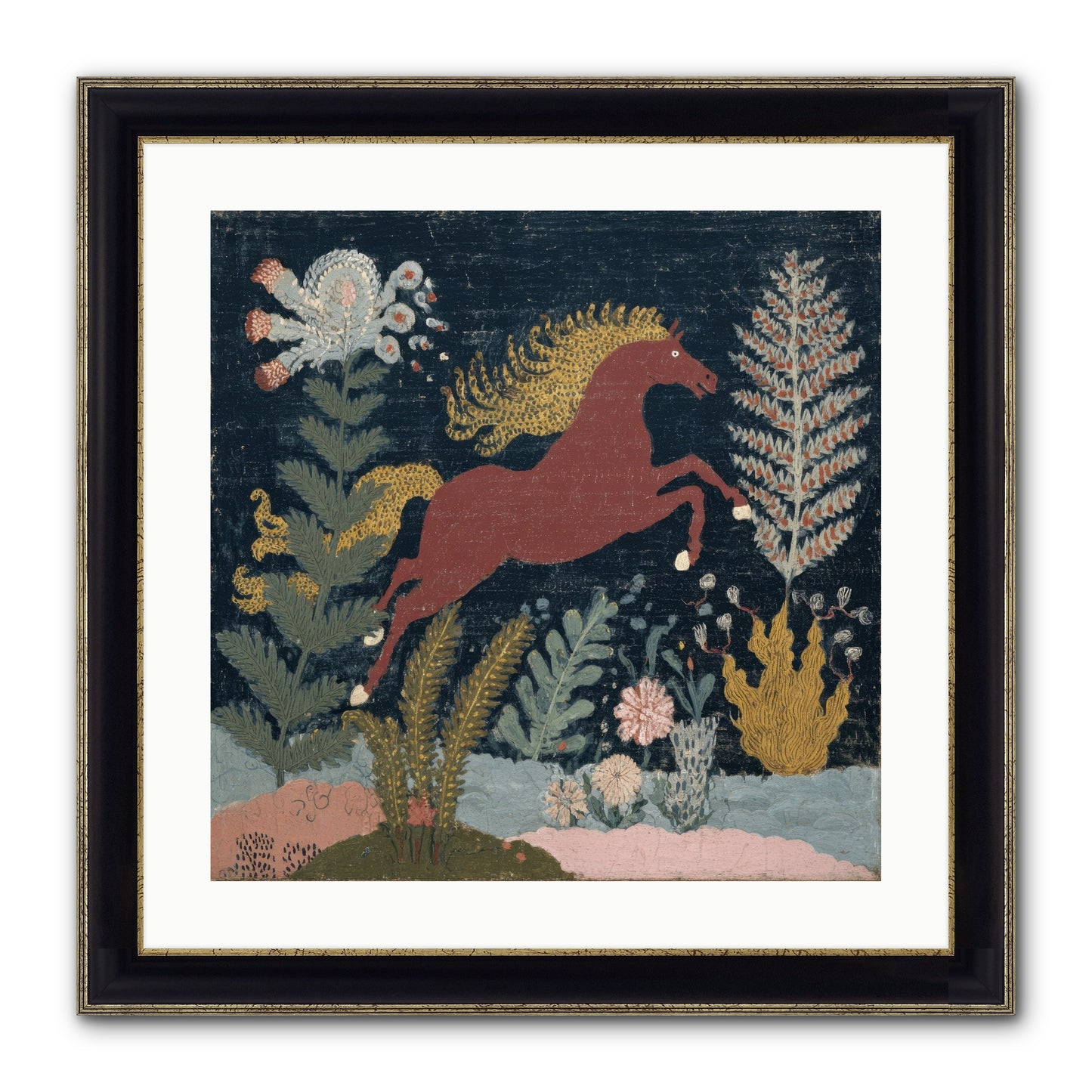 Among Ferns Framed Print - Black & Gold 20x20