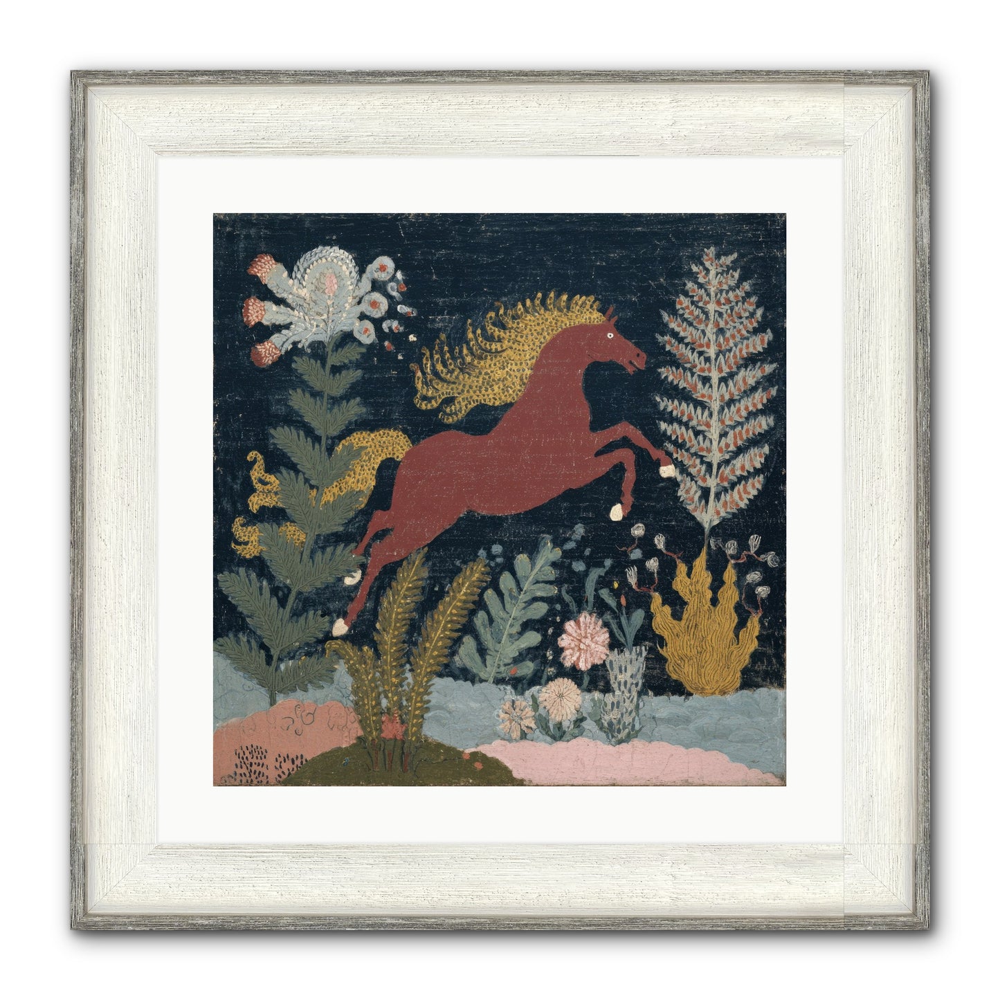 Among Ferns Framed Print - Driftwood White 20x20