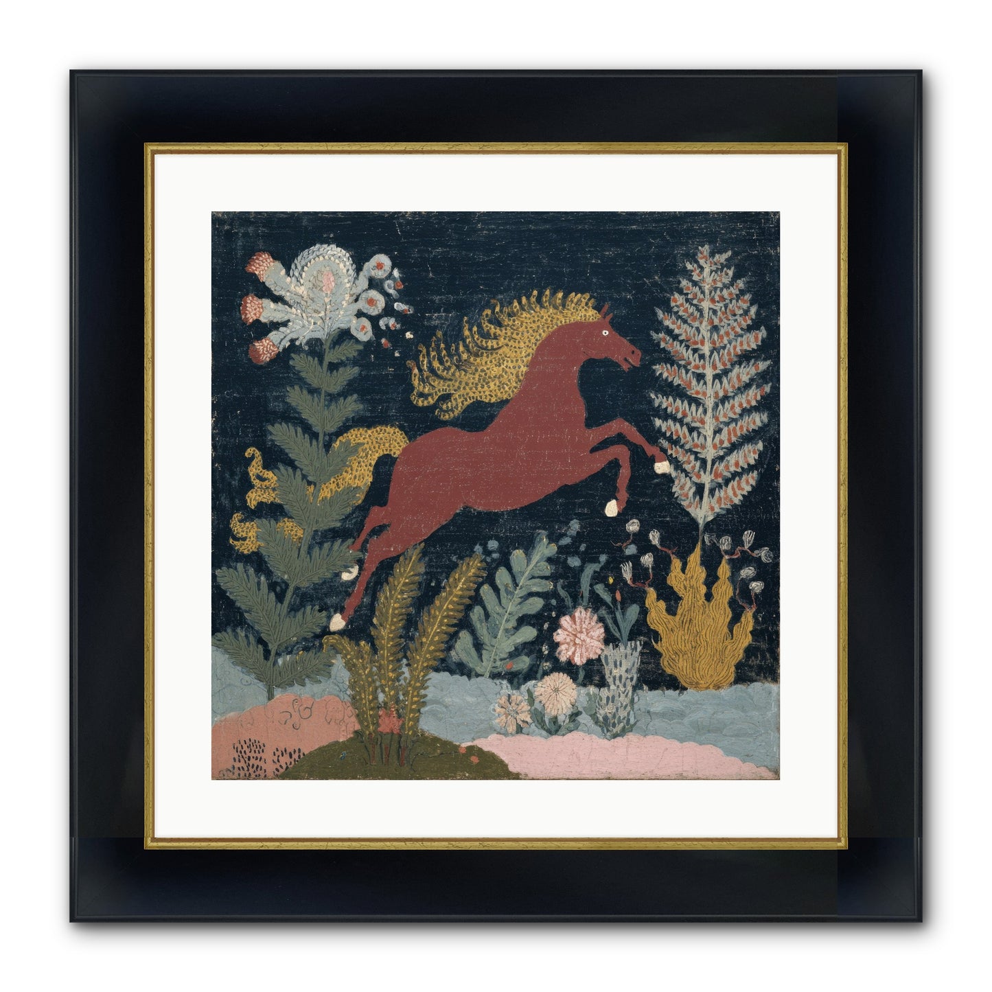 Among Ferns Framed Print - Wide Black w/Gold 20x20