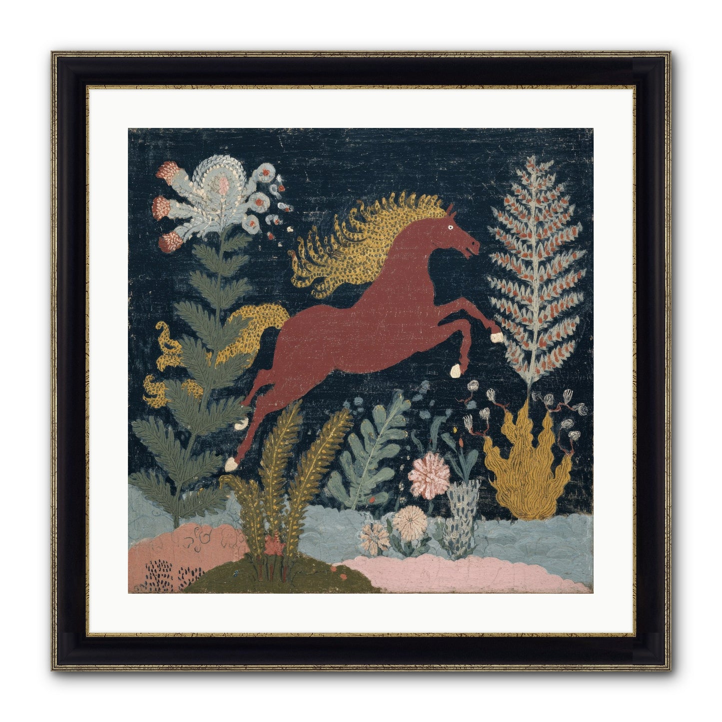 Among Ferns Framed Print - Black & Gold 24x24