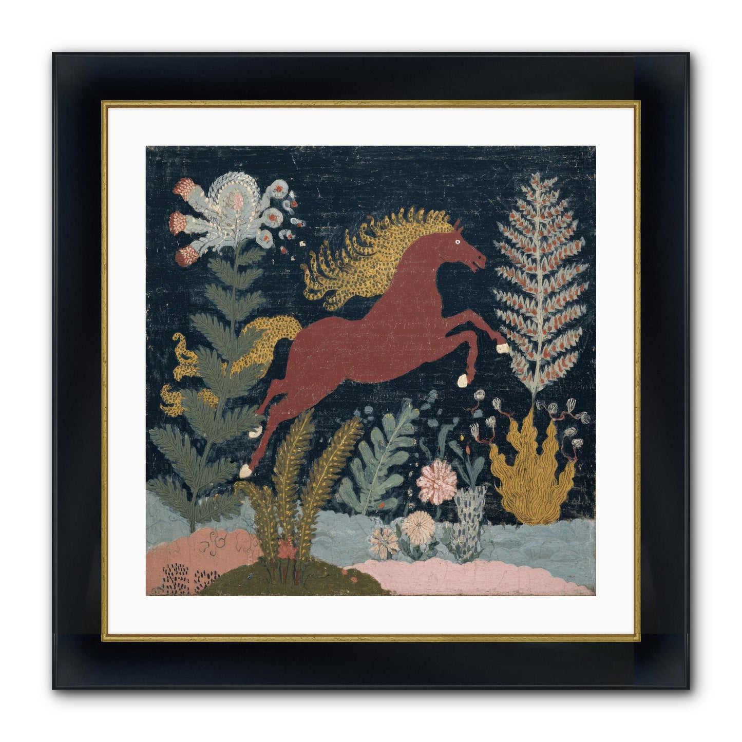 Among Ferns Framed Print - Wide Black w/Gold 24x24