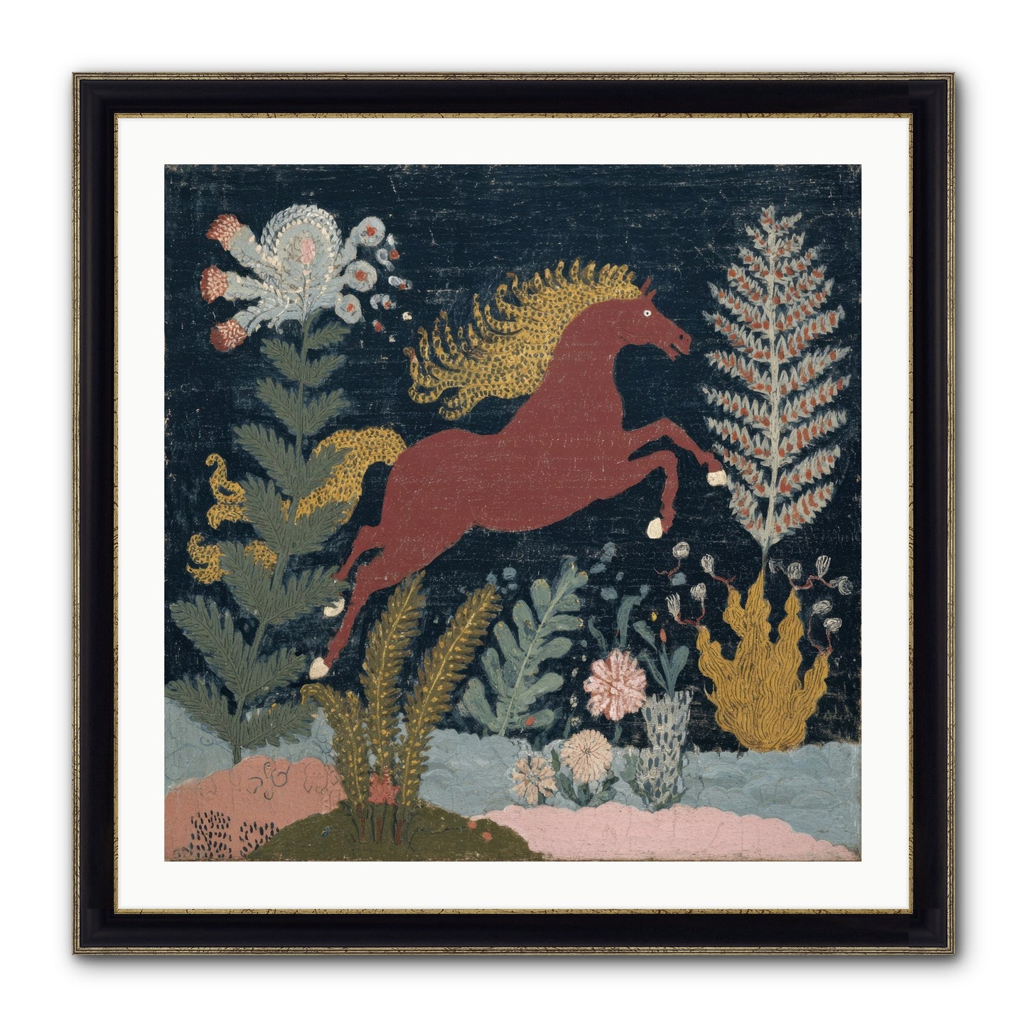 Among Ferns Framed Print - Black & Gold 30x30