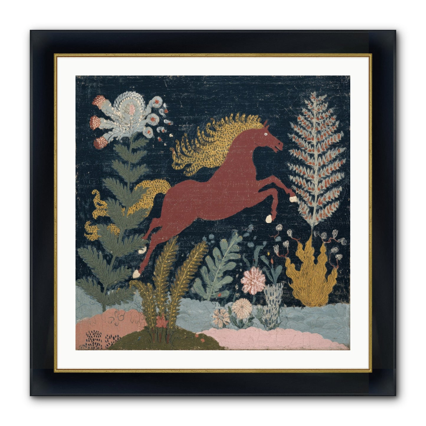 Among Ferns Framed Print - Wide Black w/Gold 30x30