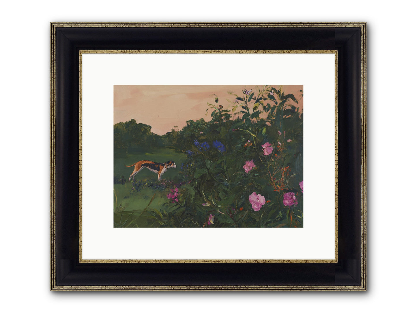 Among The Blooms Framed Print - Black & Gold 12x9