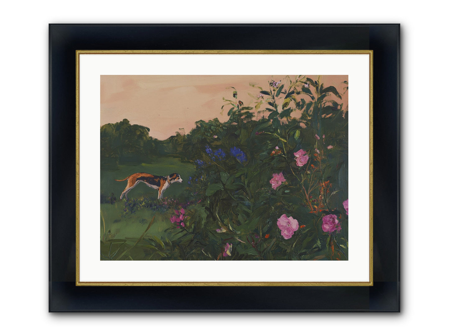 Among The Blooms Framed Print - Wide Black w/Gold 24x18