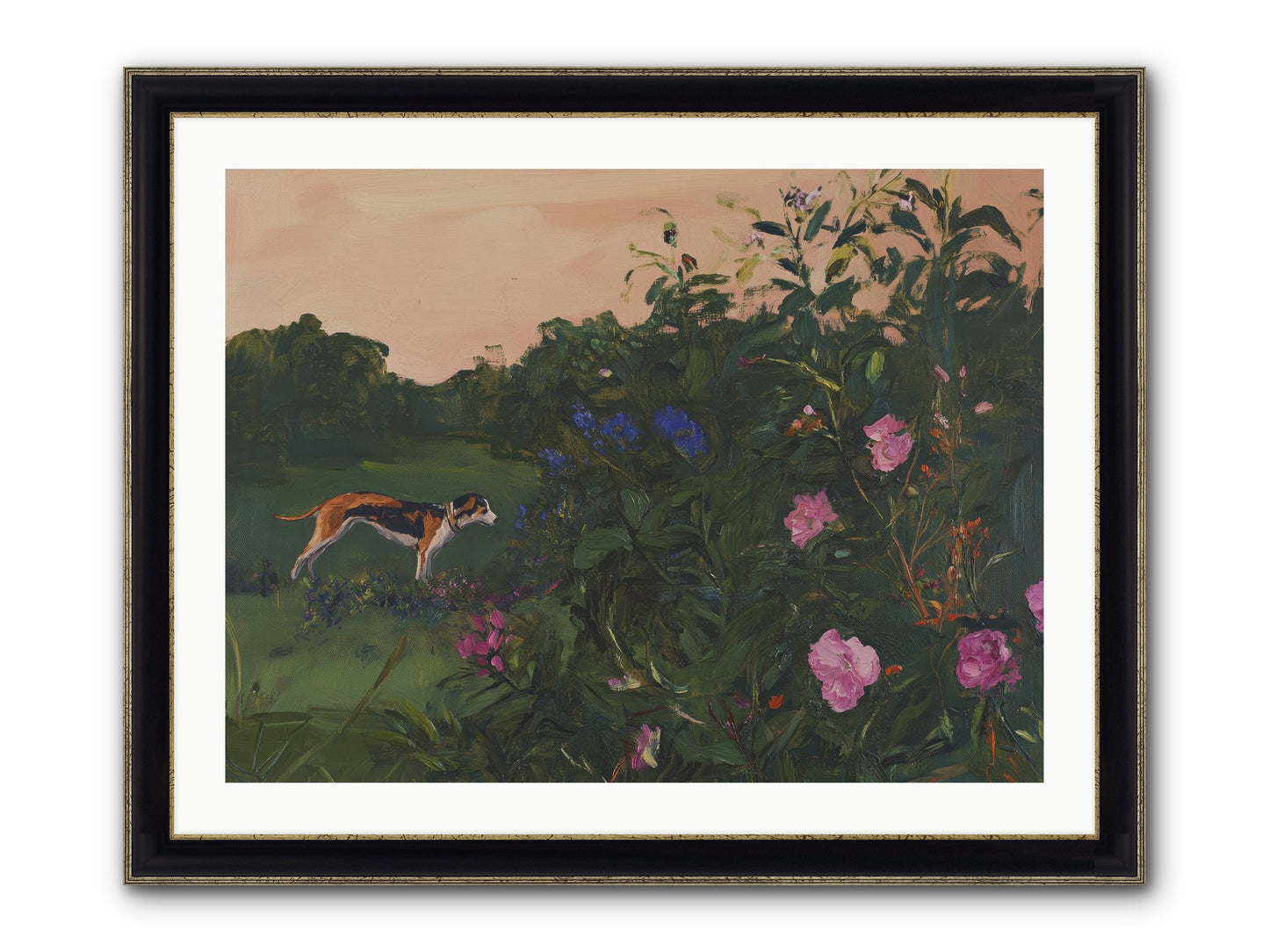 Among The Blooms Framed Print - Black & Gold 32x24