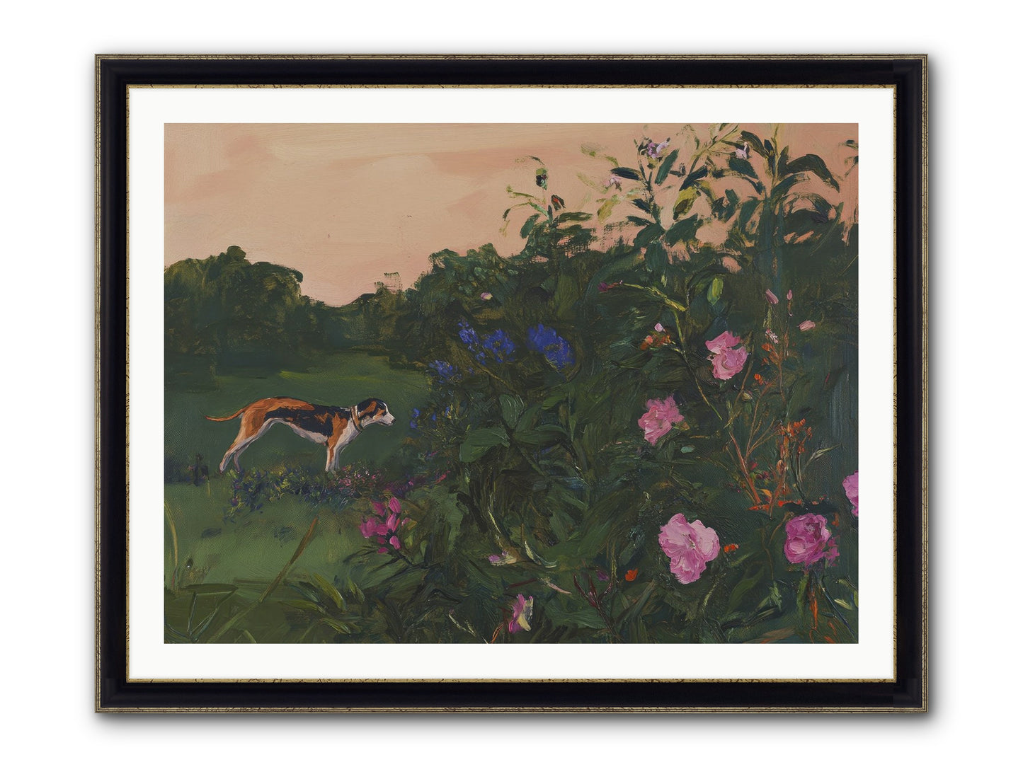 Among The Blooms Framed Print - Black & Gold 40x30
