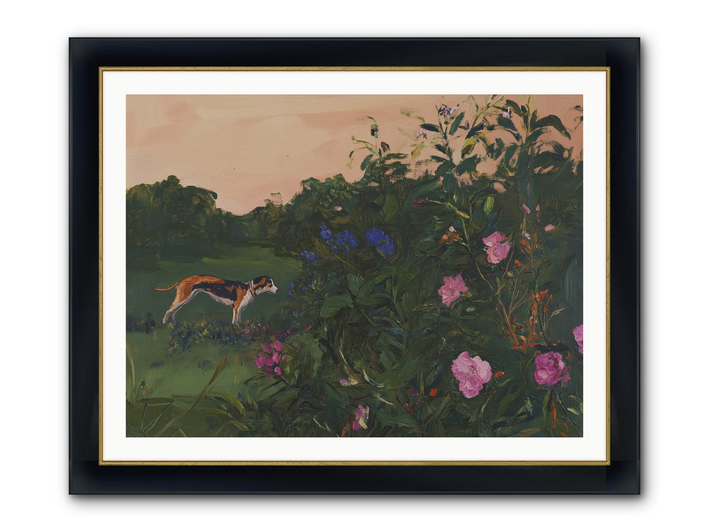 Among The Blooms Framed Print - Wide Black w/Gold 40x30