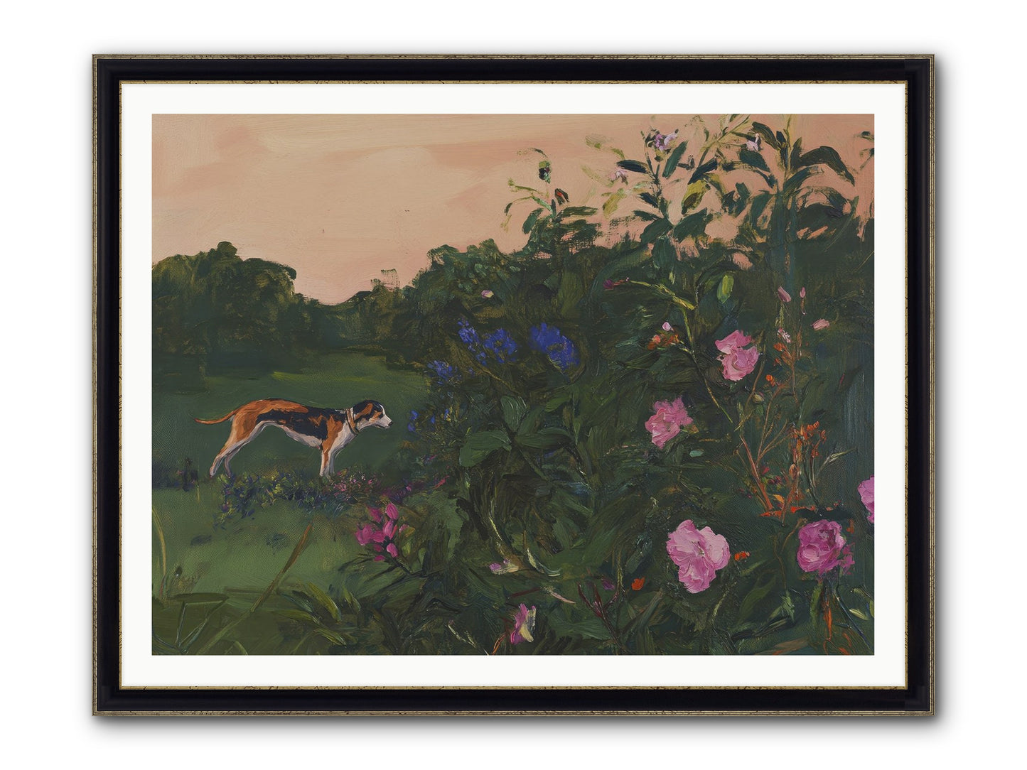 Among The Blooms Framed Print - Black & Gold 48x36