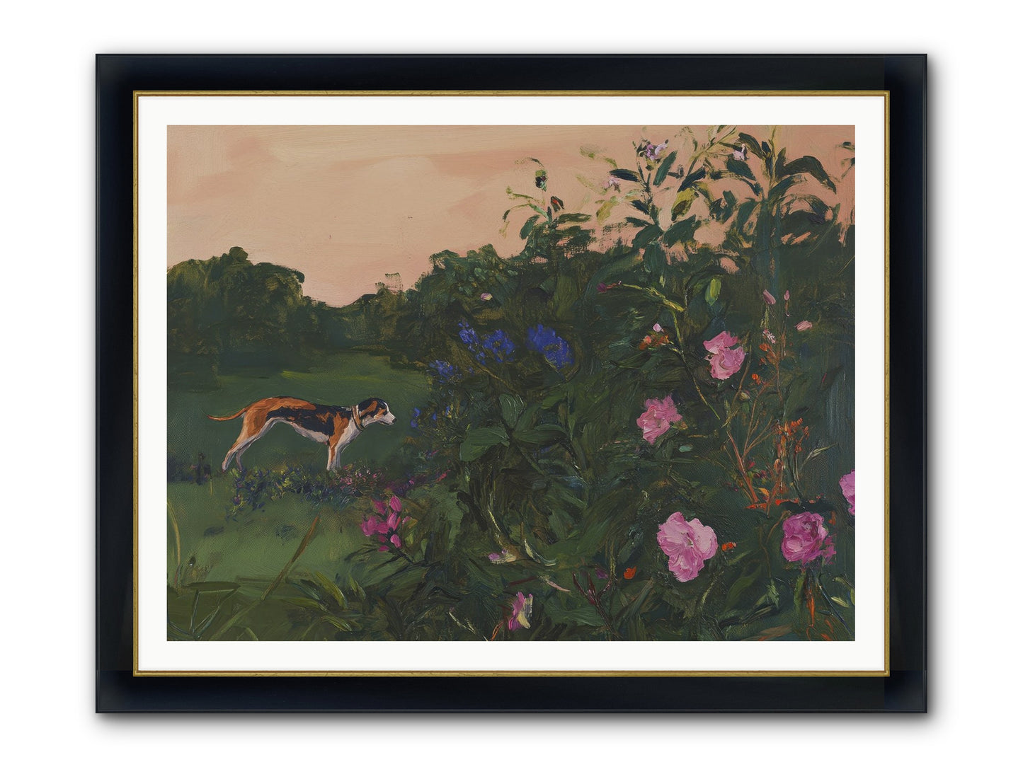 Among The Blooms Framed Print - Wide Black w/Gold 48x36