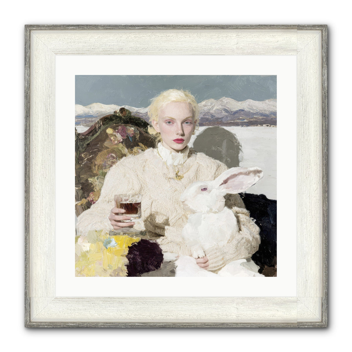 Among the Pearl Dispatches Framed Print - Driftwood White 20x20