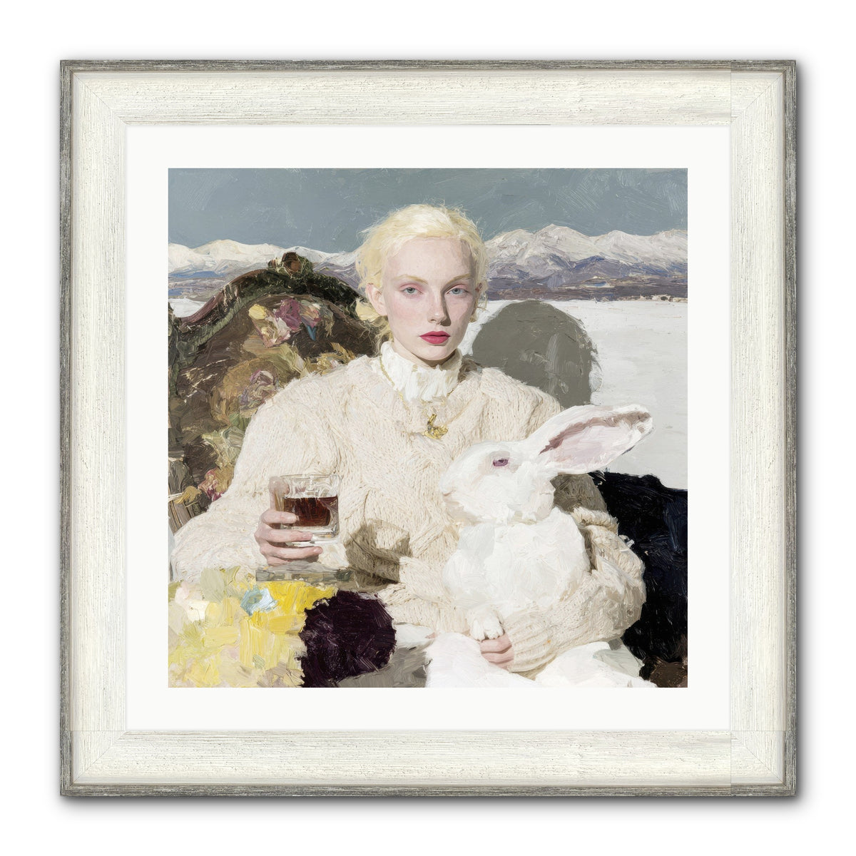 Among the Pearl Dispatches Framed Print - Driftwood White 24x24