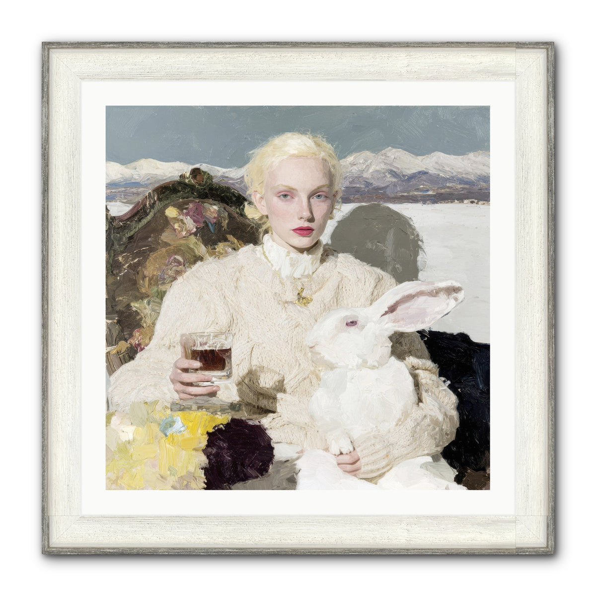 Among the Pearl Dispatches Framed Print - Driftwood White 30x30