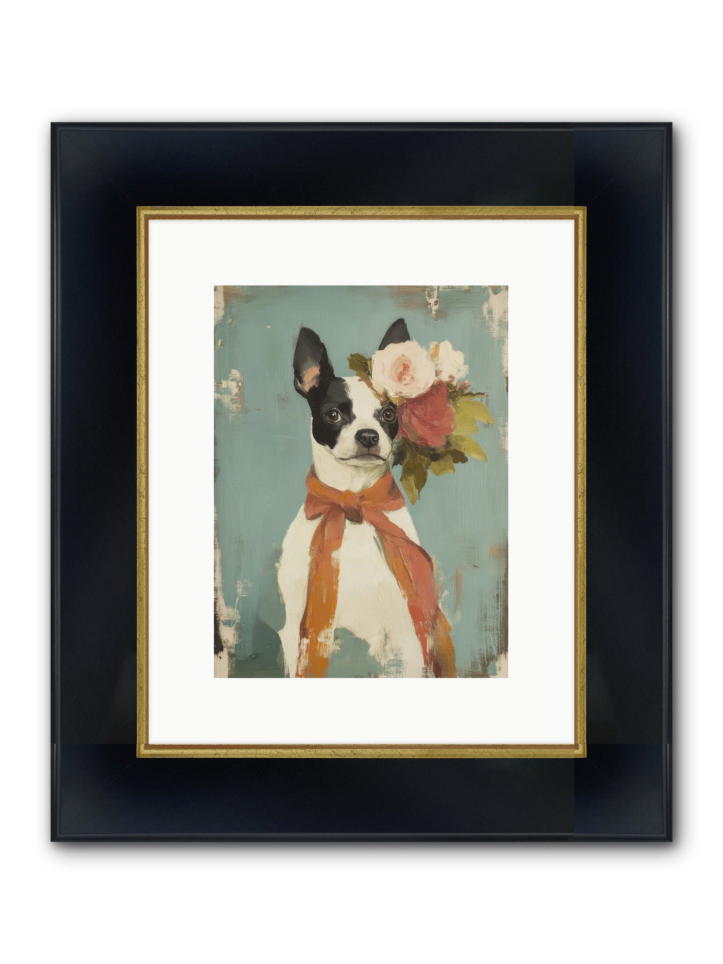 Among The Roses Framed Print - Wide Black w/Gold 9x12