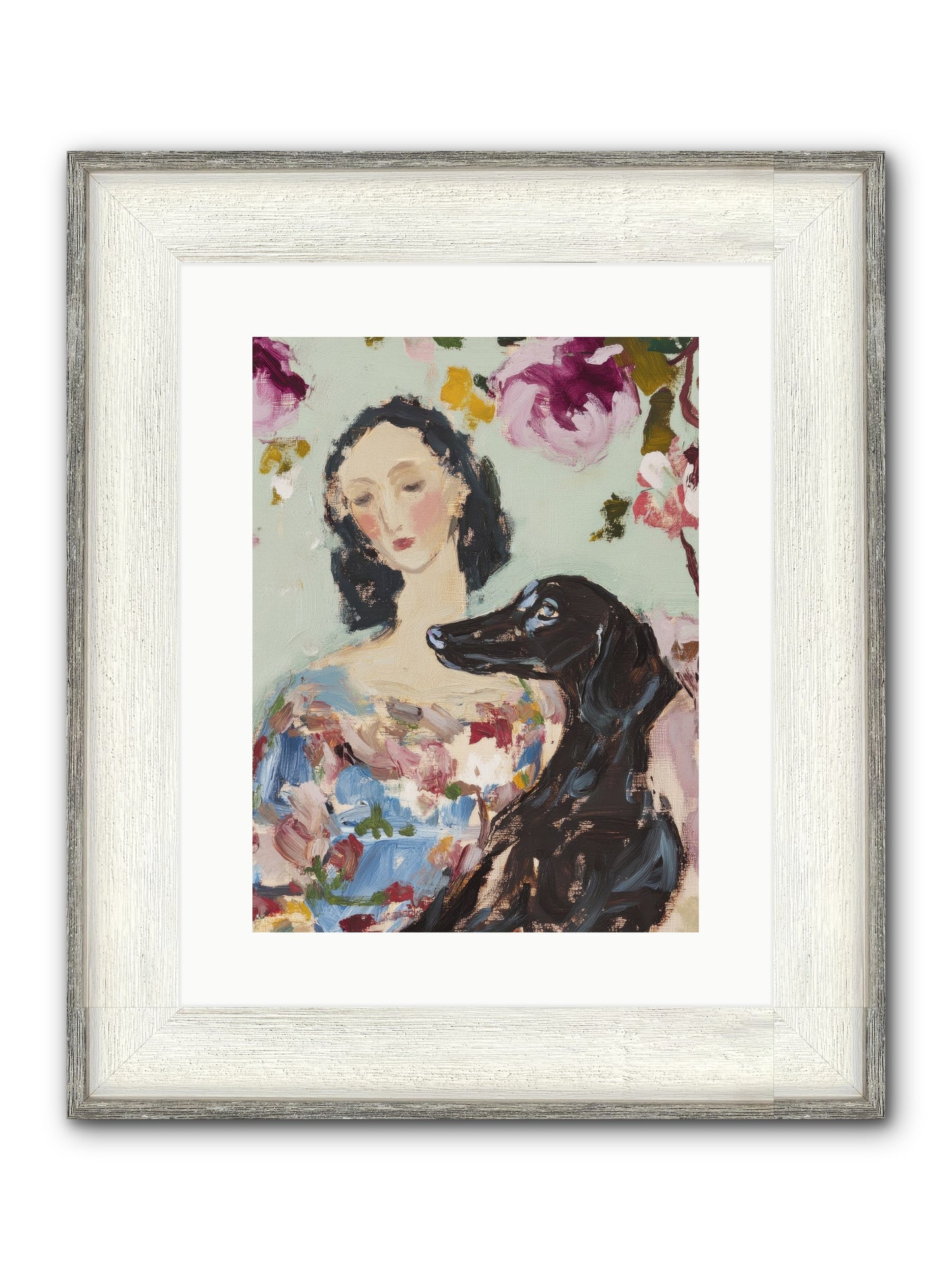Among The Wild Mint Framed Print - Driftwood White 12x16