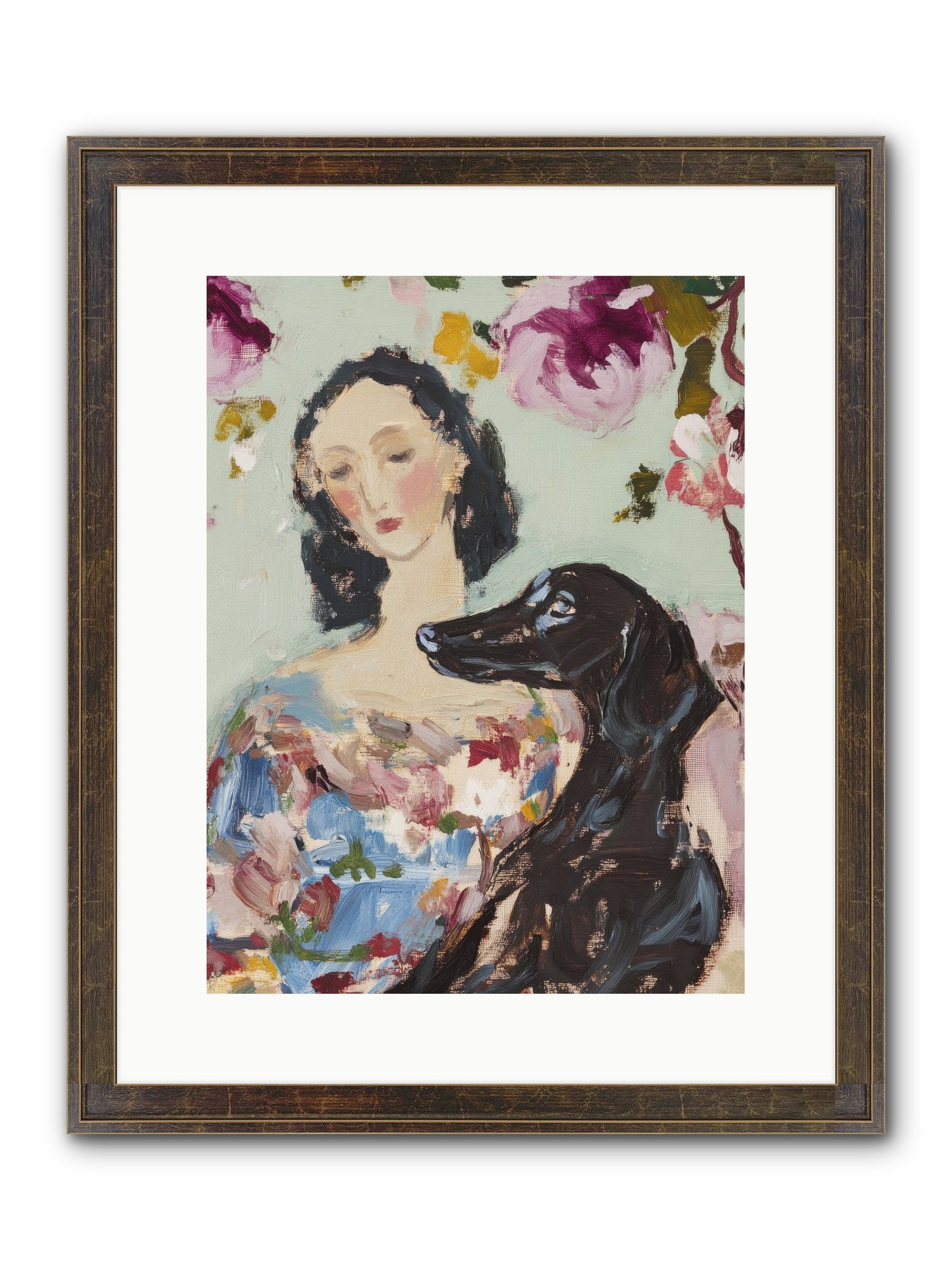 Among The Wild Mint Framed Print - Slimwoods Black/Gold 12x16