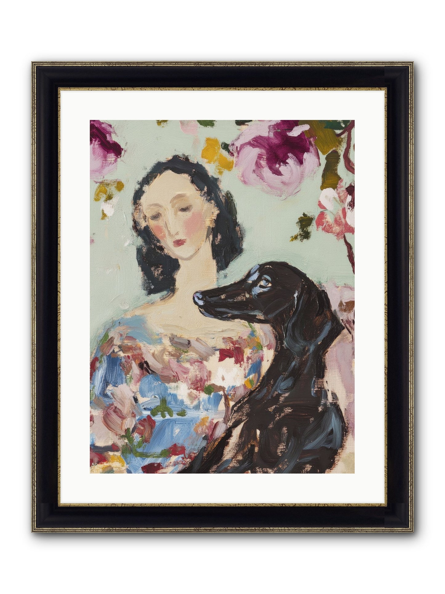 Among The Wild Mint Framed Print - Black & Gold 18x24