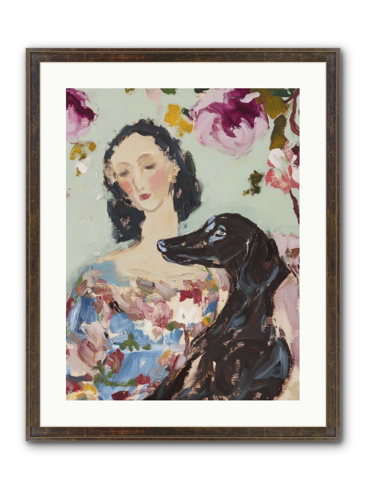 Among The Wild Mint Framed Print - Slimwoods Black/Gold 18x24