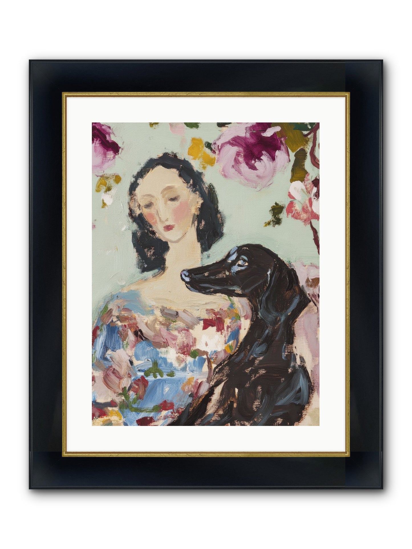 Among The Wild Mint Framed Print - Wide Black w/Gold 18x24
