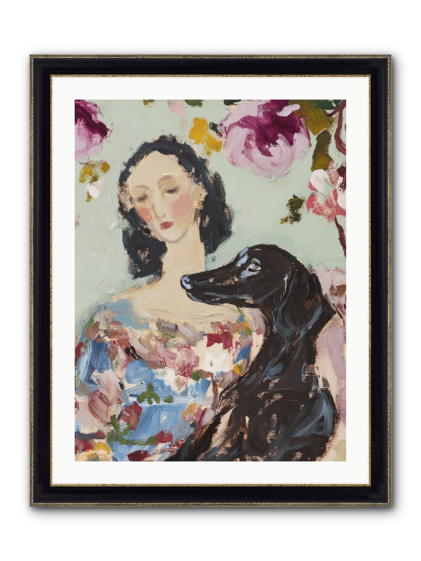 Among The Wild Mint Framed Print - Black & Gold 24x32