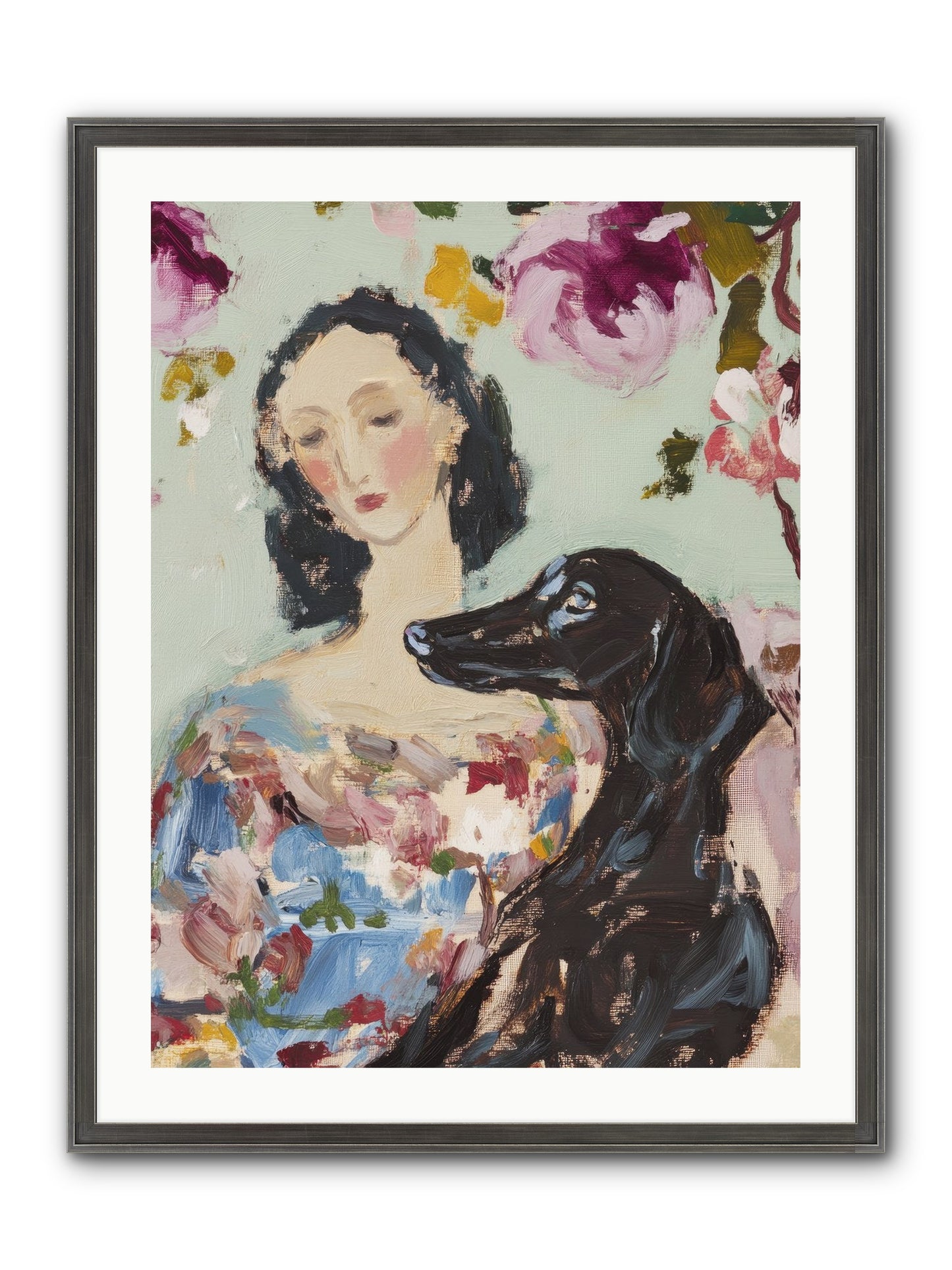 Among The Wild Mint Framed Print - Slimwoods Black/Silver 24x32