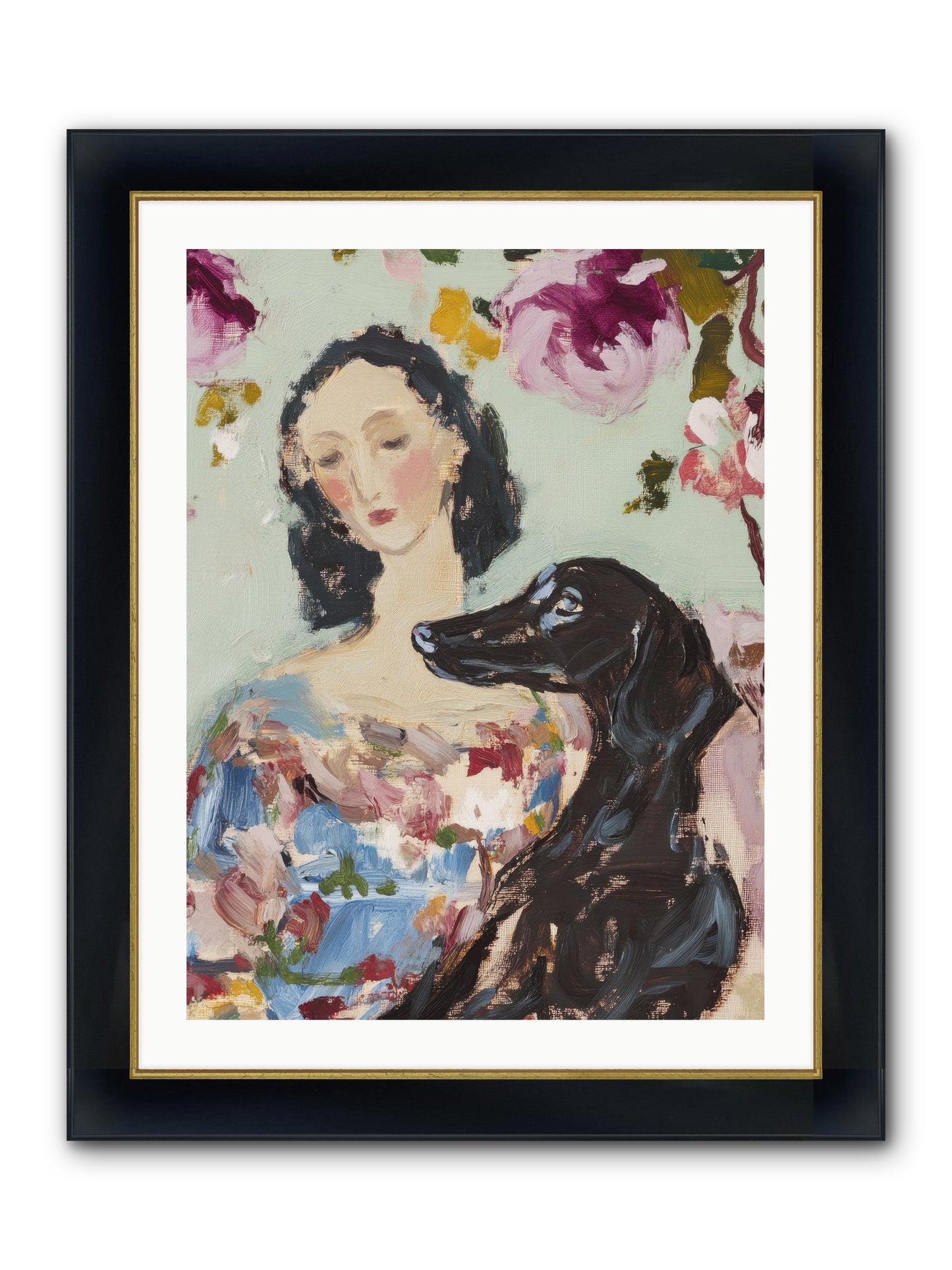 Among The Wild Mint Framed Print - Wide Black w/Gold 24x32