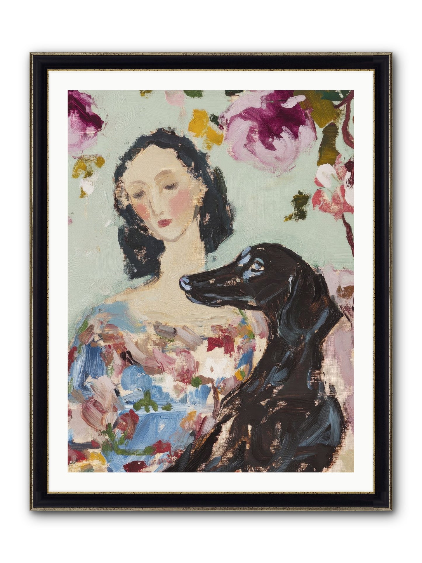 Among The Wild Mint Framed Print - Black & Gold 30x40