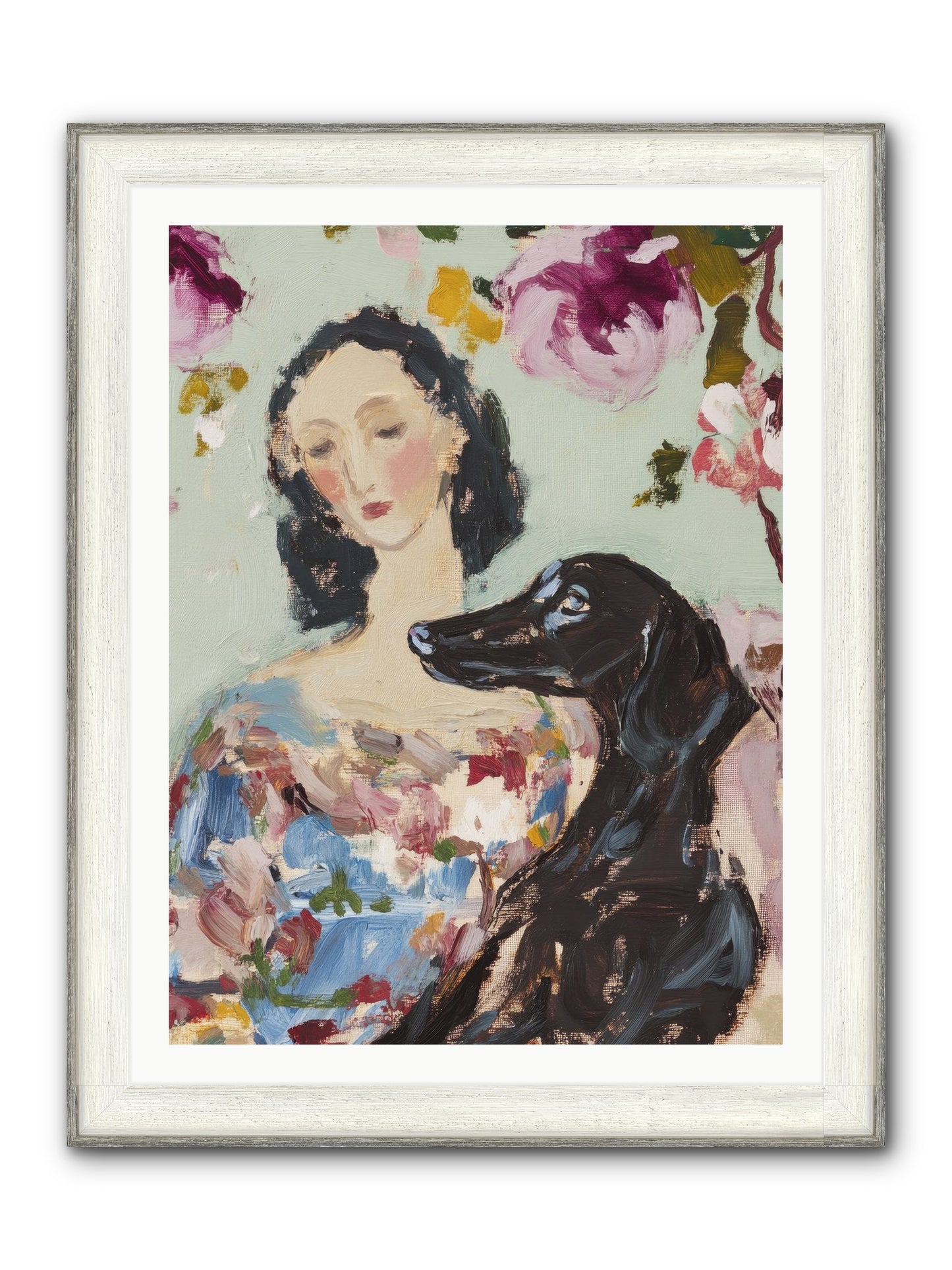 Among The Wild Mint Framed Print - Driftwood White 30x40