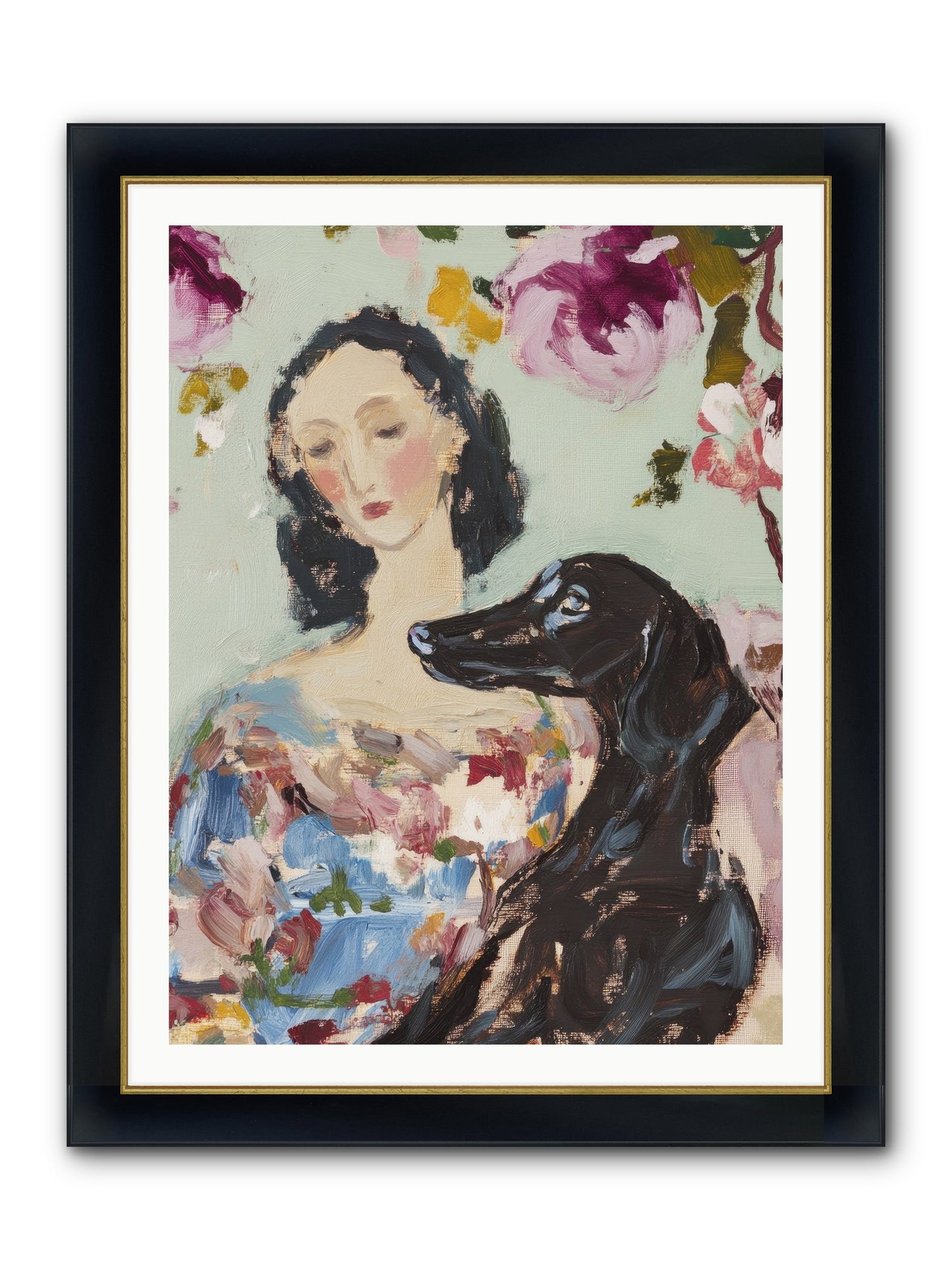 Among The Wild Mint Framed Print - Wide Black w/Gold 30x40