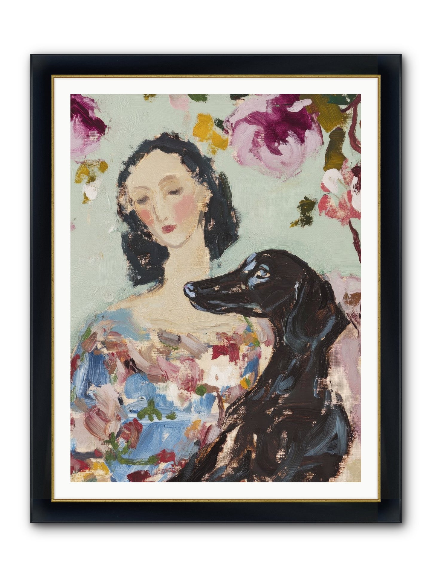 Among The Wild Mint Framed Print - Wide Black w/Gold 36x48