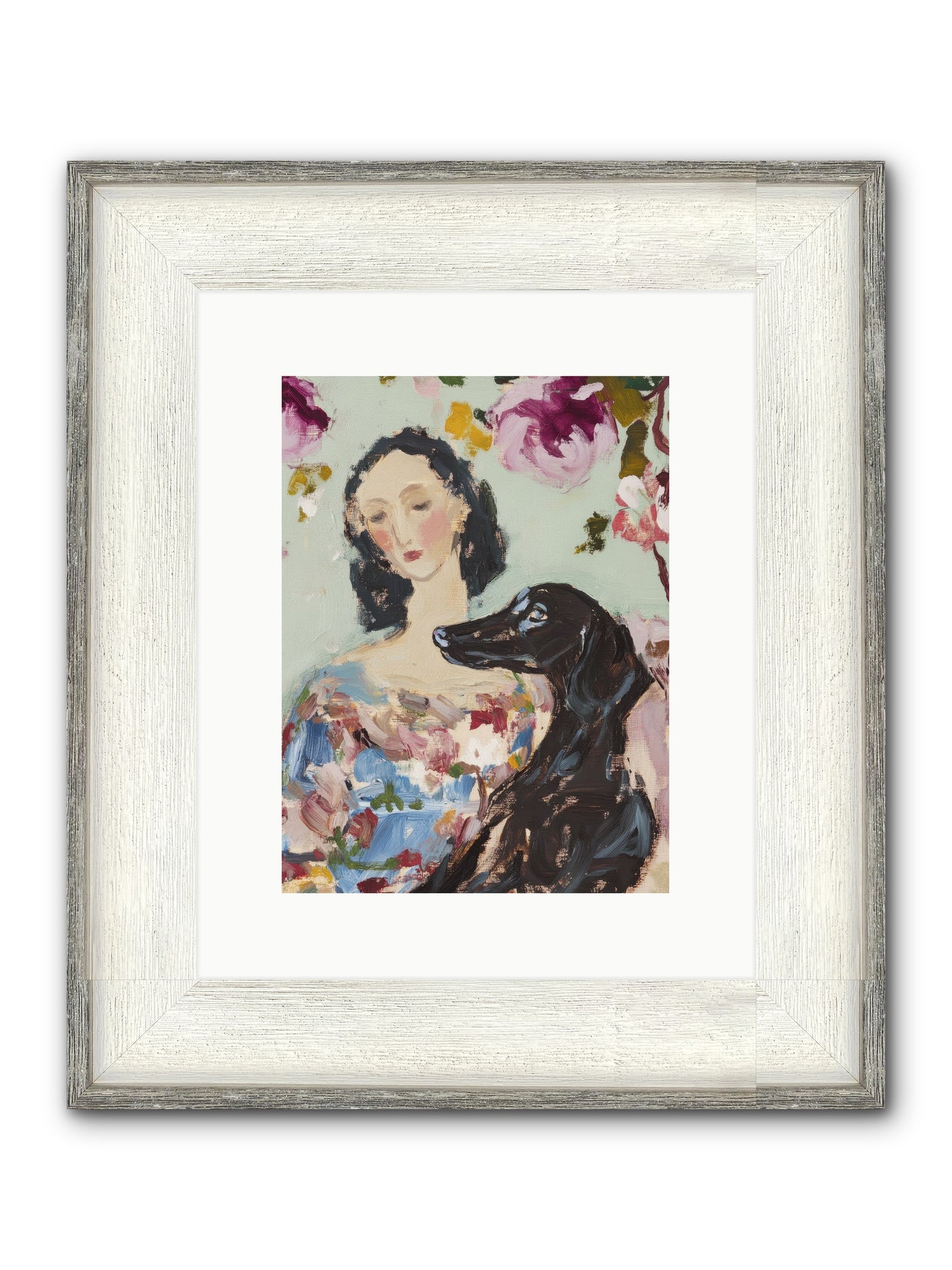 Among The Wild Mint Framed Print - Driftwood White 9x12