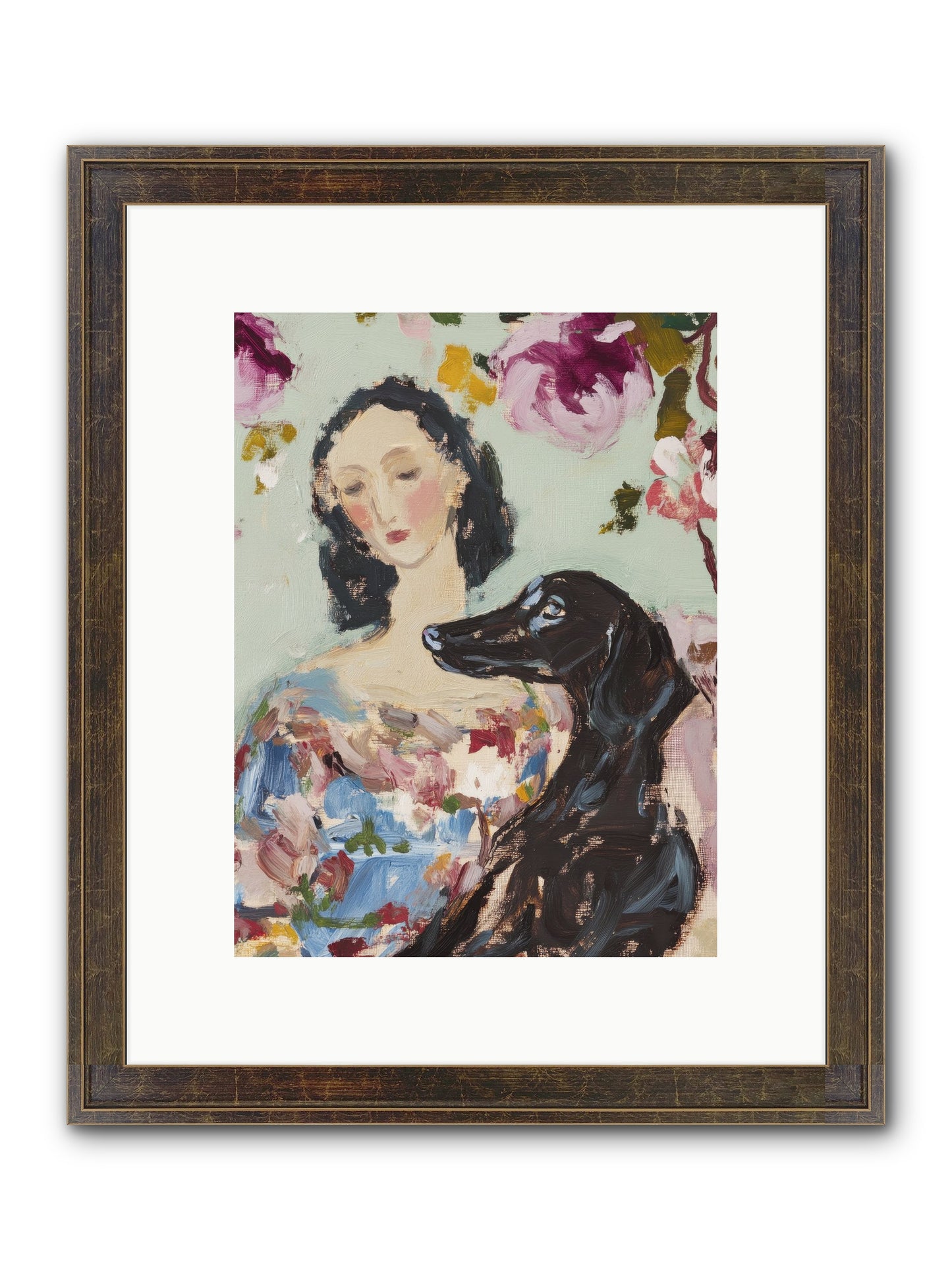 Among The Wild Mint Framed Print - Slimwoods Black/Gold 9x12