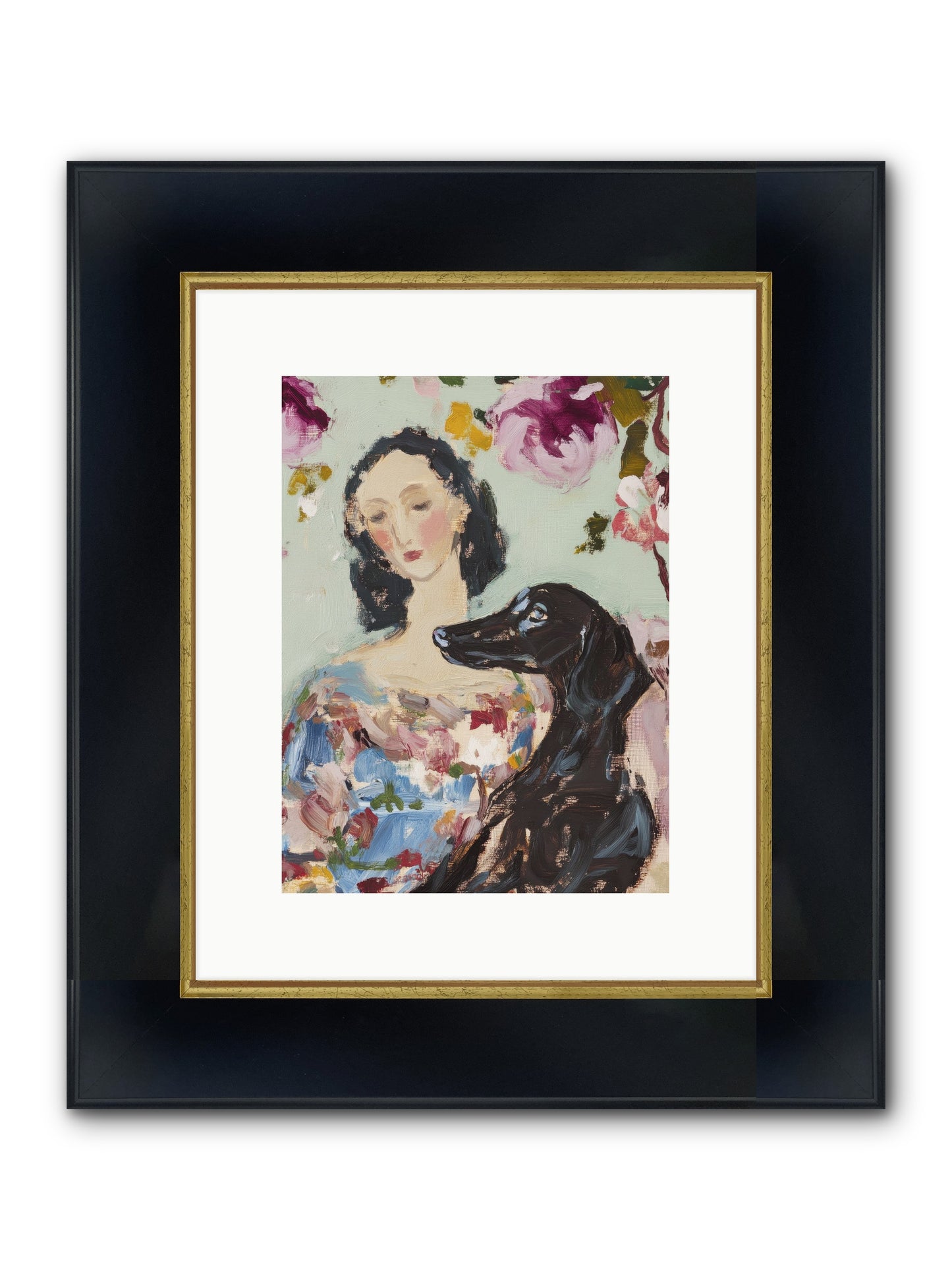 Among The Wild Mint Framed Print - Wide Black w/Gold 9x12