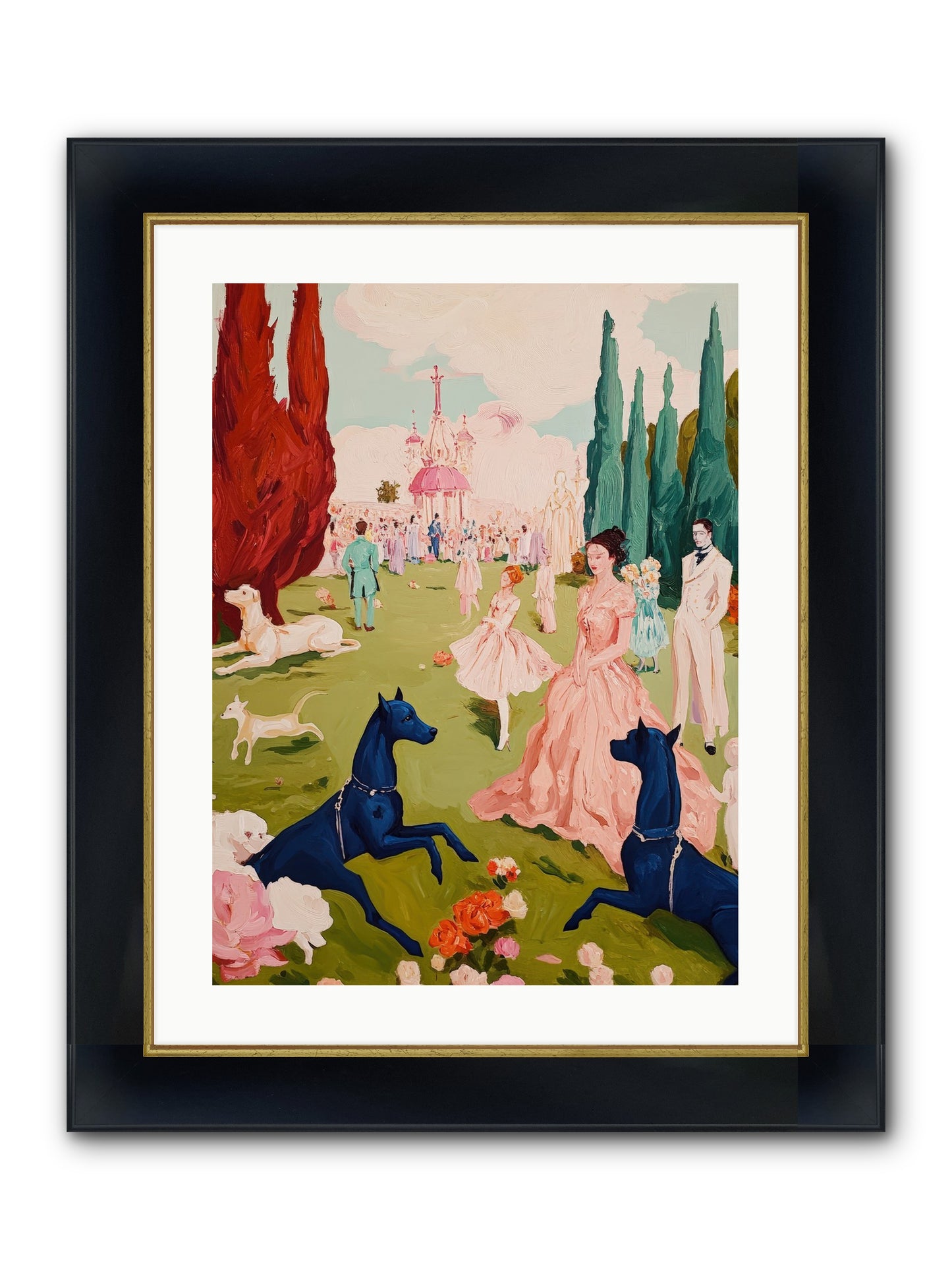 Among Well-Dressed Flowers Framed Print - Wide Black w/Gold 18x24
