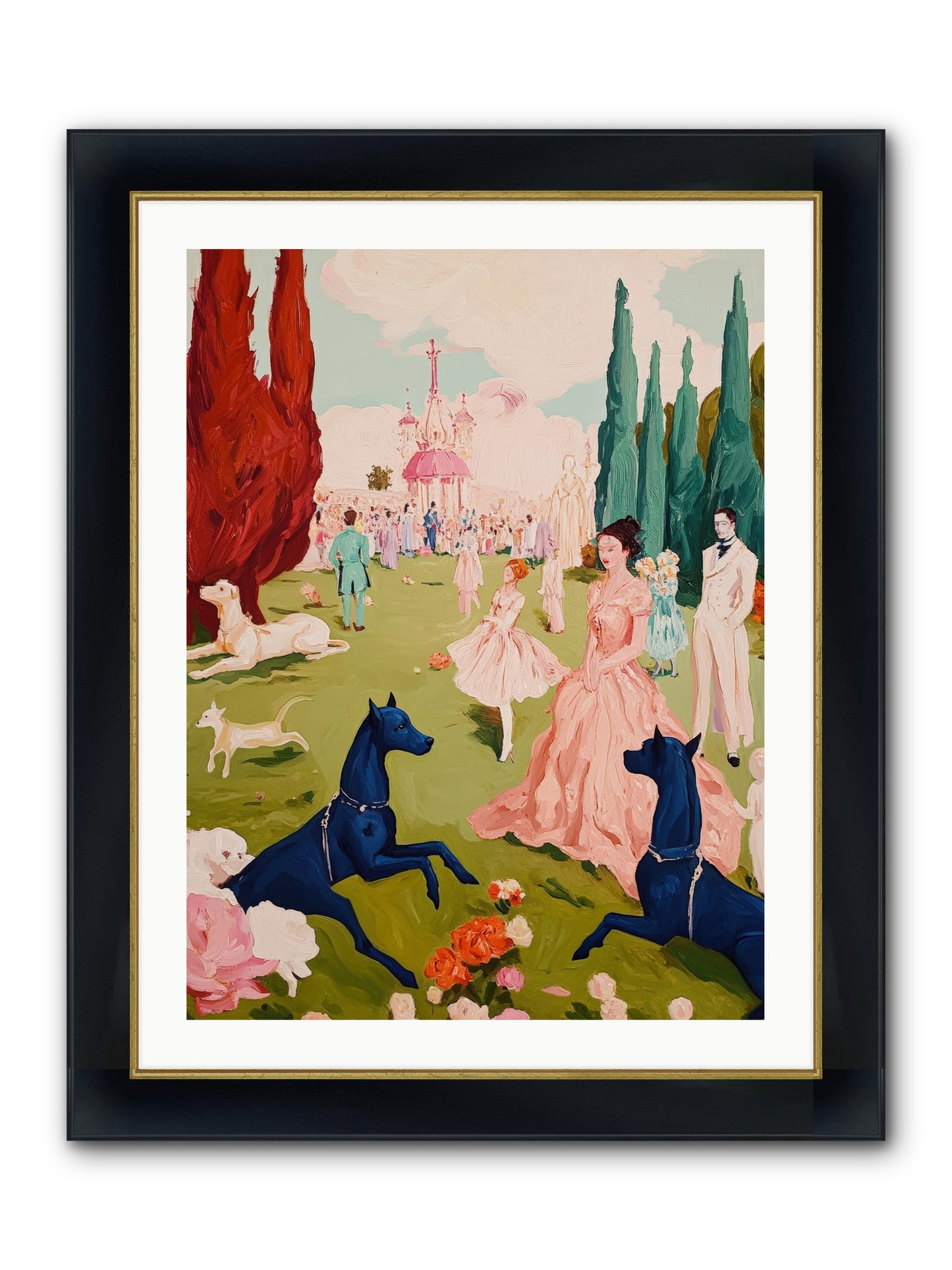 Among Well-Dressed Flowers Framed Print - Wide Black w/Gold 24x32