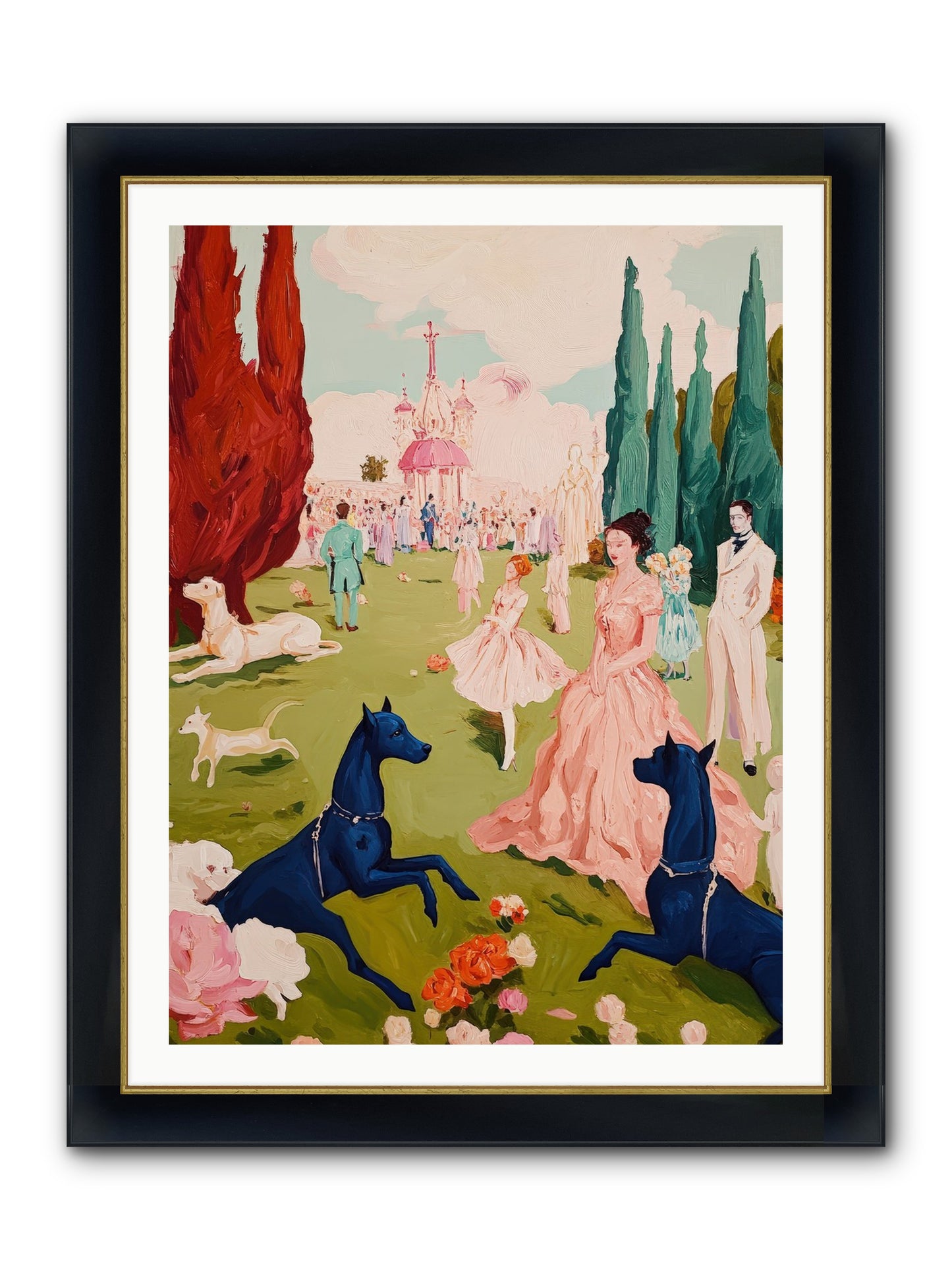 Among Well-Dressed Flowers Framed Print - Wide Black w/Gold 30x40