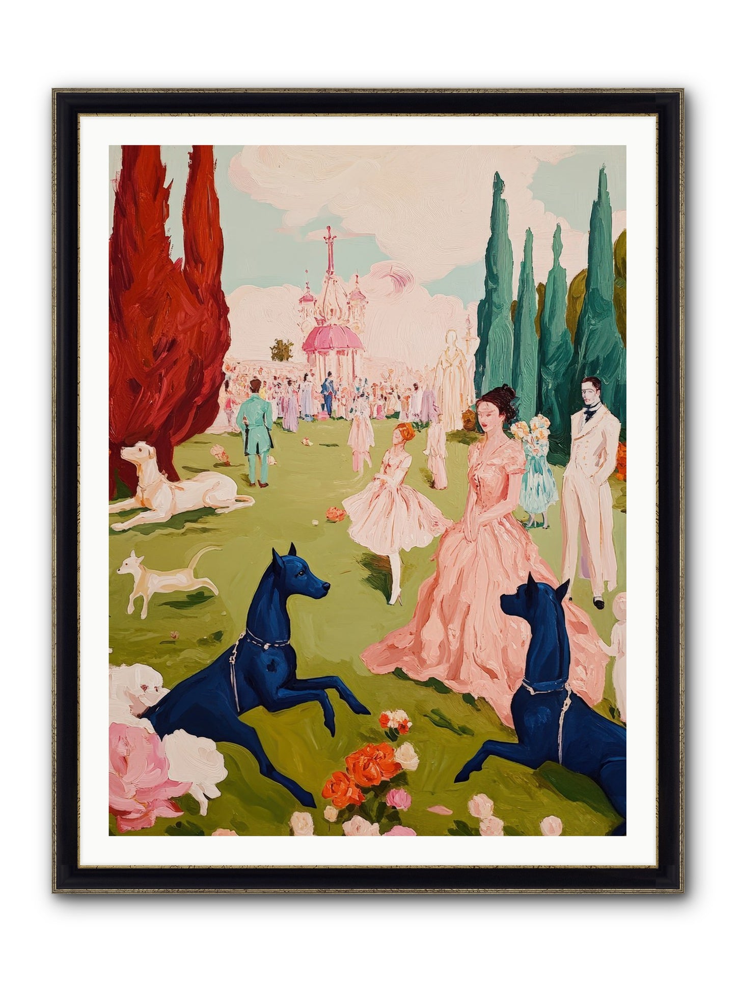 Among Well-Dressed Flowers Framed Print - Black & Gold 36x48