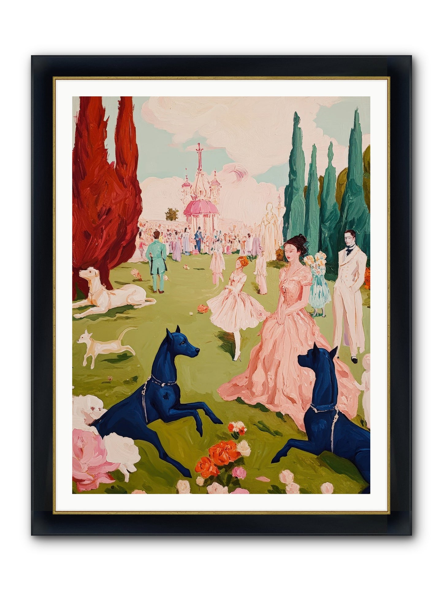 Among Well-Dressed Flowers Framed Print - Wide Black w/Gold 36x48