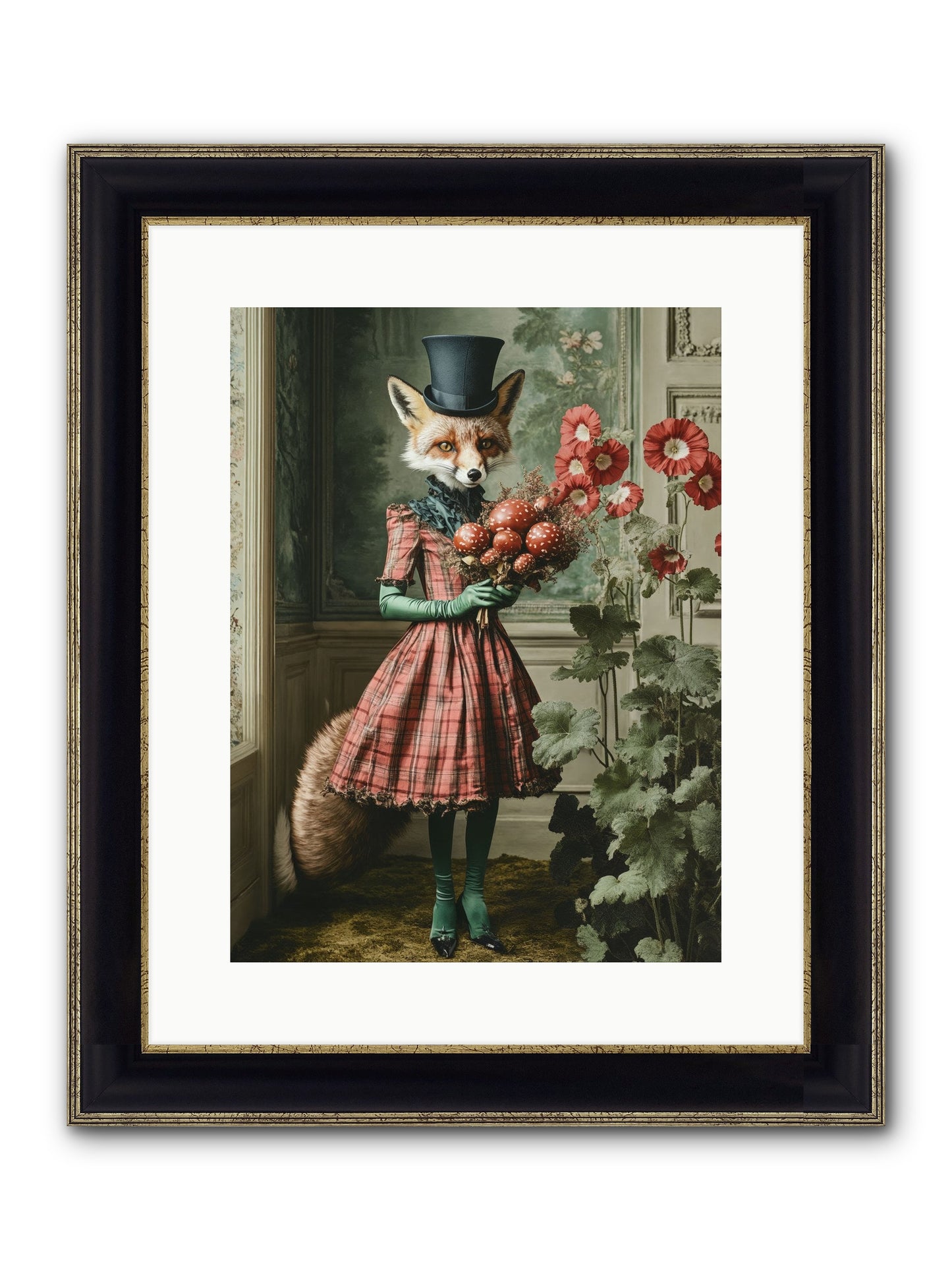 Among Wild Blooms Framed Print - Black & Gold 12x16