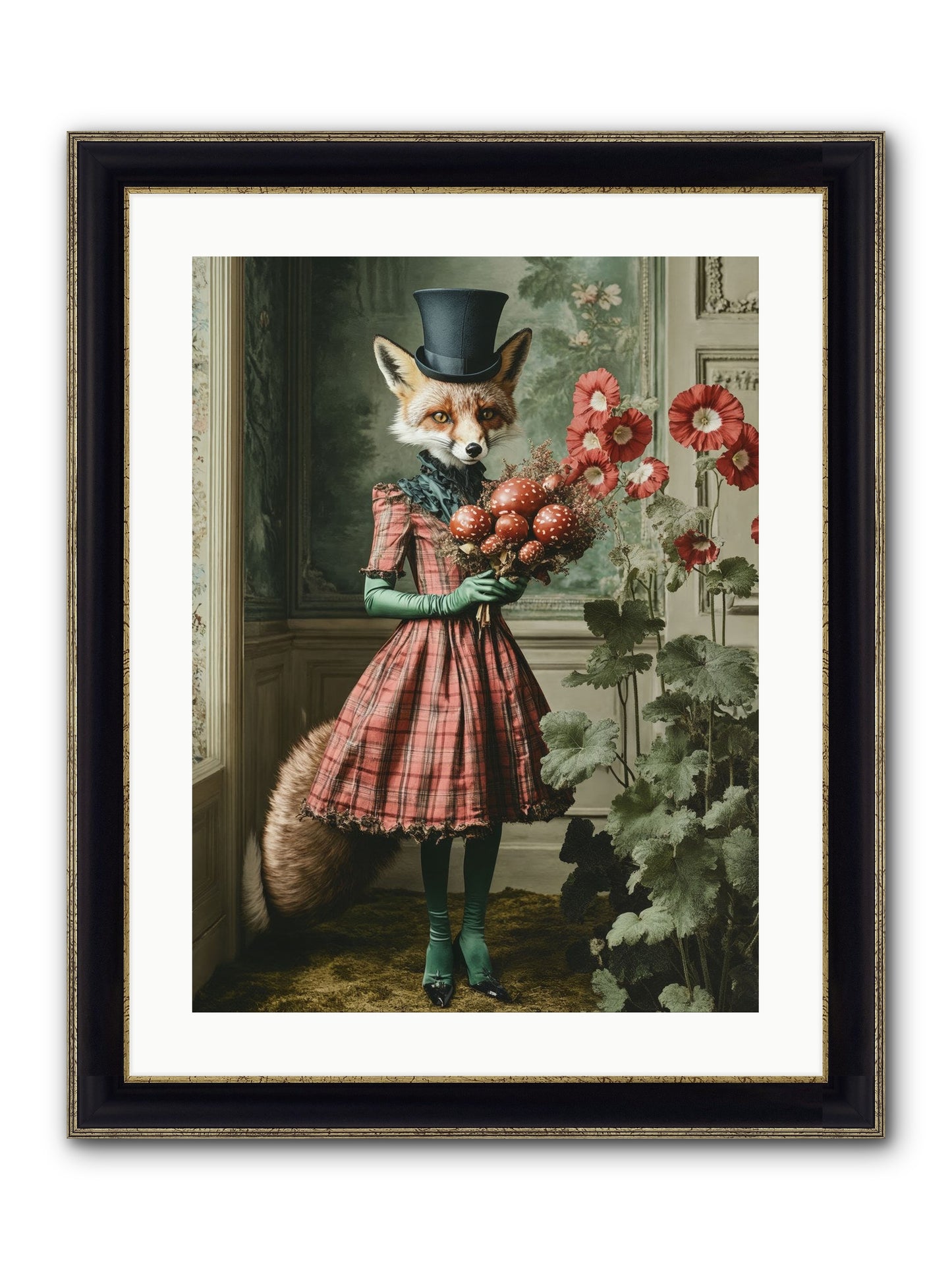 Among Wild Blooms Framed Print - Black & Gold 18x24