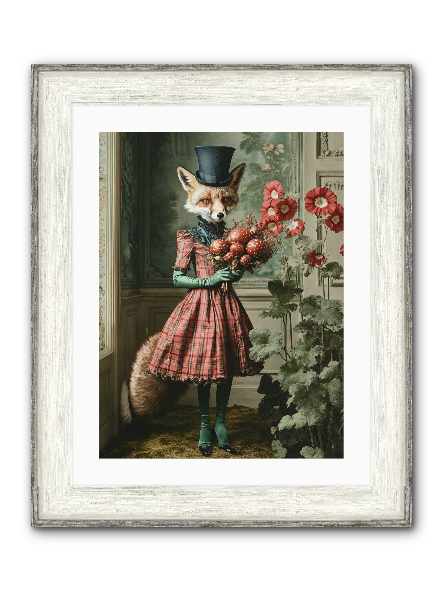 Among Wild Blooms Framed Print - Driftwood White 18x24
