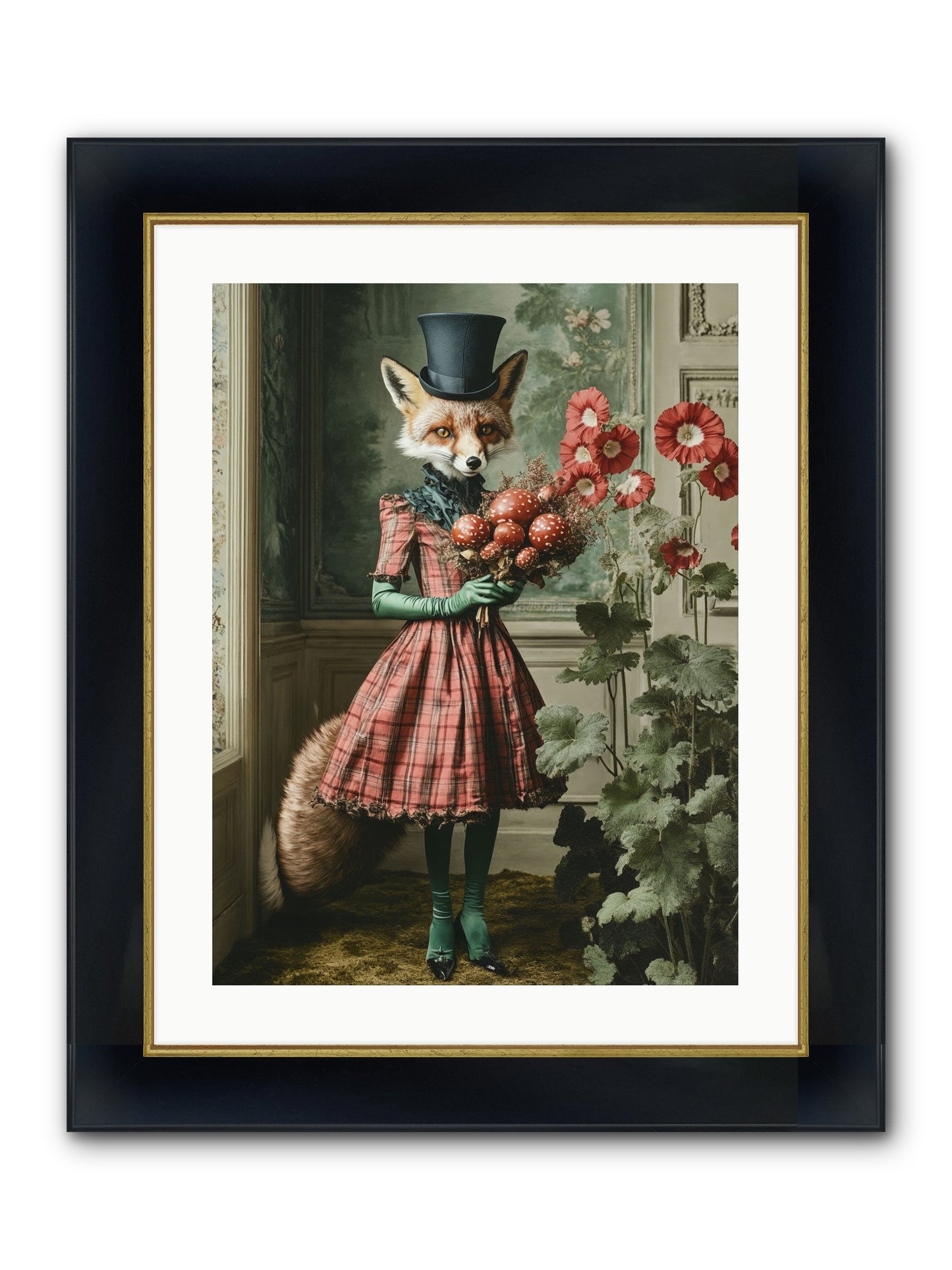 Among Wild Blooms Framed Print - Wide Black w/Gold 18x24