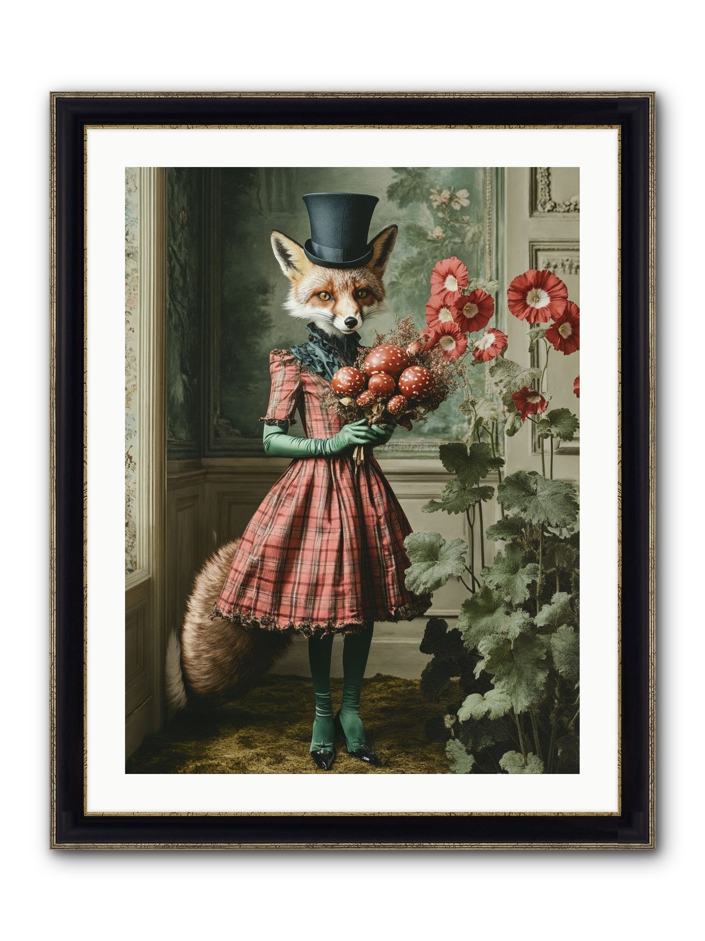 Among Wild Blooms Framed Print - Black & Gold 24x32